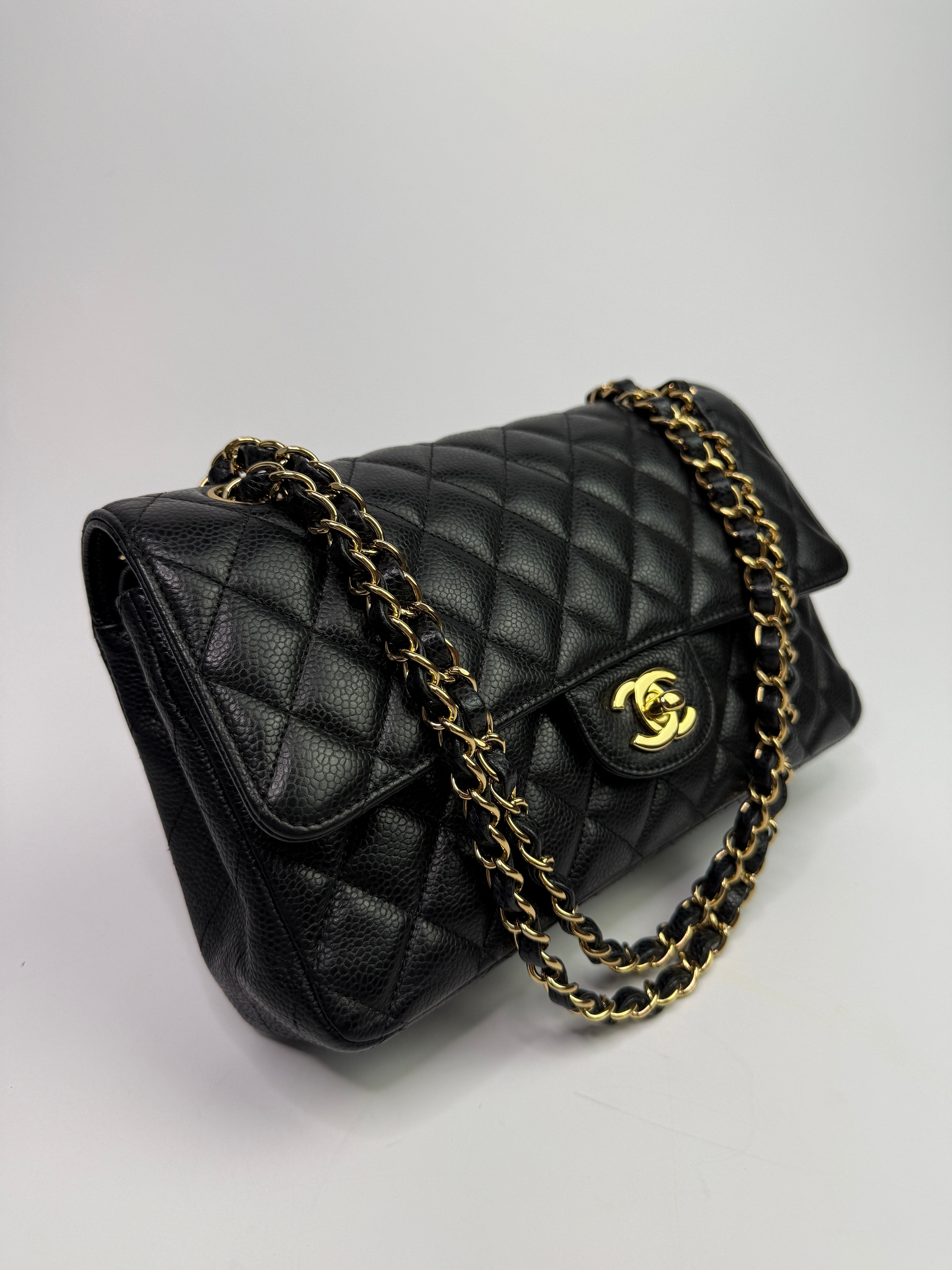 Chanel Medium Classic Double Flap Black Caviar Leather With GHW