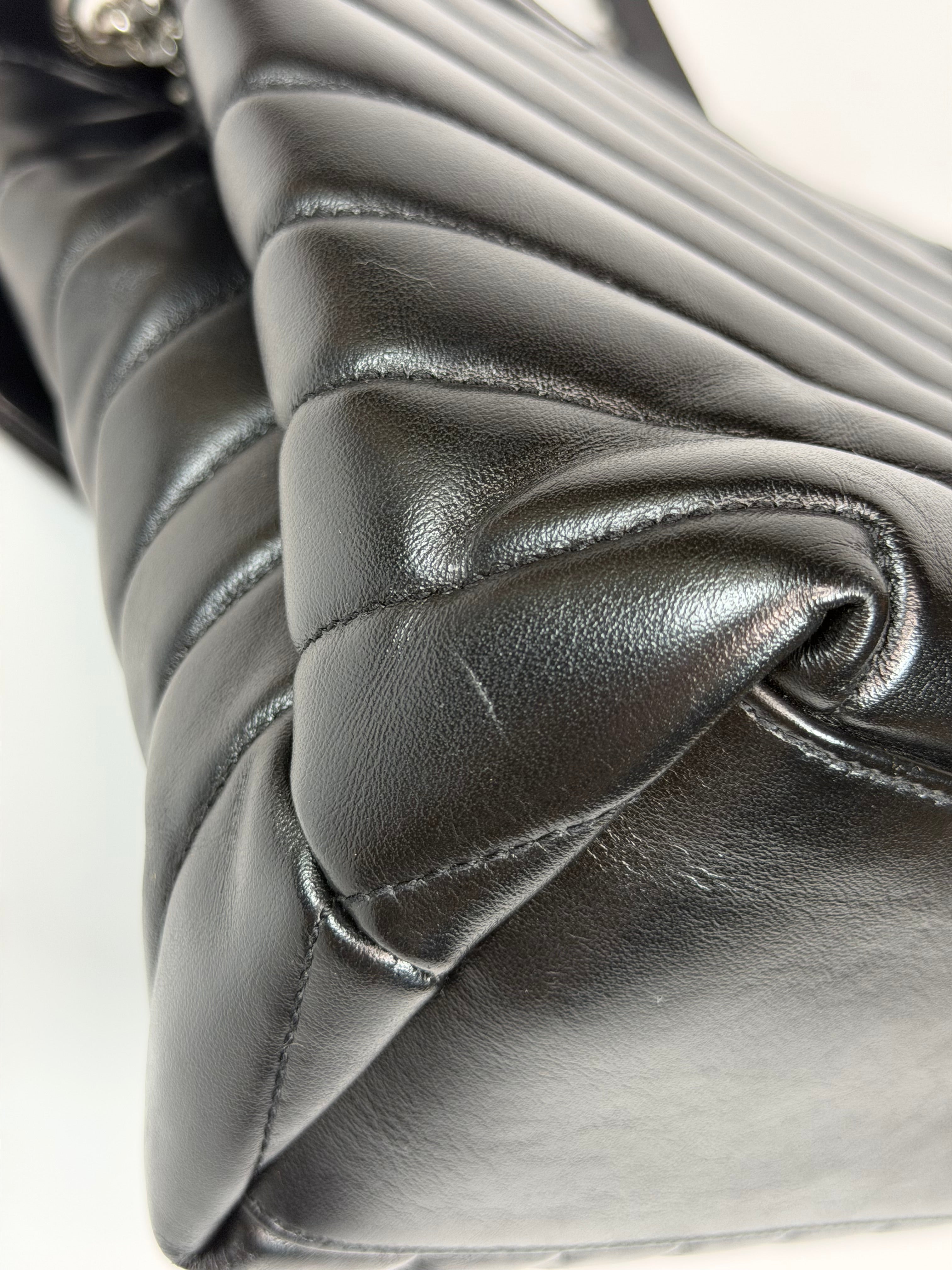 Saint Laurent LouLou In Black Chevron Leather With Silver Hardware. Authentic and preloved in excellent condition. Insured next day delivery. Verified by luxe cheshire