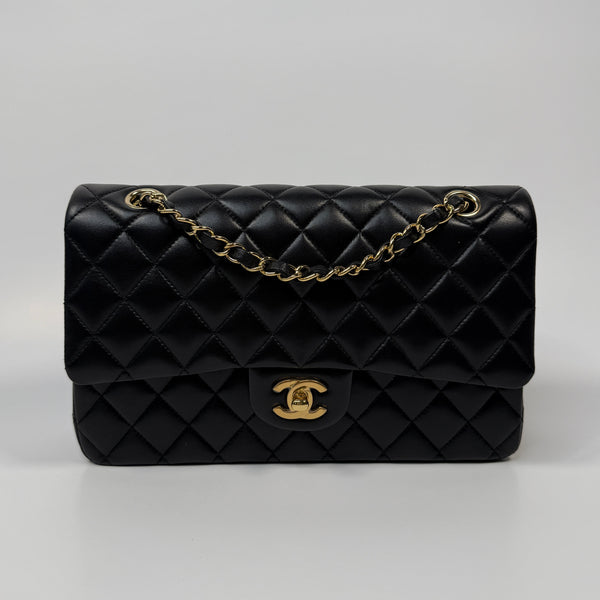 Chanel Medium Classic Double Flap Black Lambskin With GHW