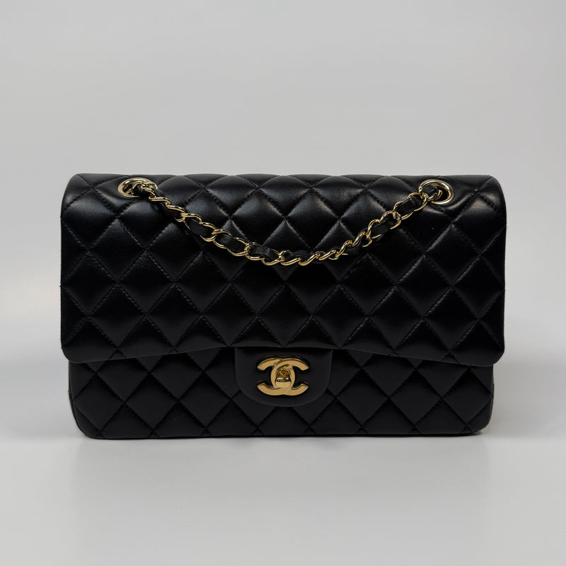 Chanel Medium Classic Double Flap Black Lambskin With GHW