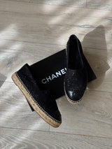 Chanel Black Glitter Espadrilles (Size 38/UK 5)