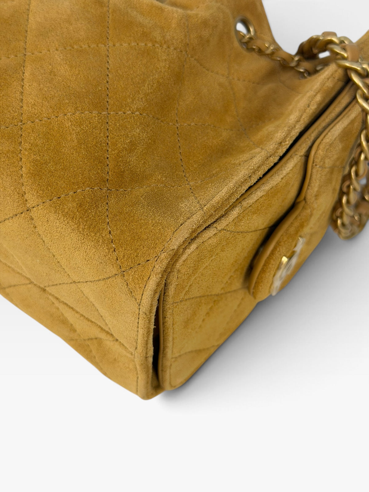 Chanel Micro 25 In Camel Suede With Gold Hardware. 100% authentic and preloved in excellent condition