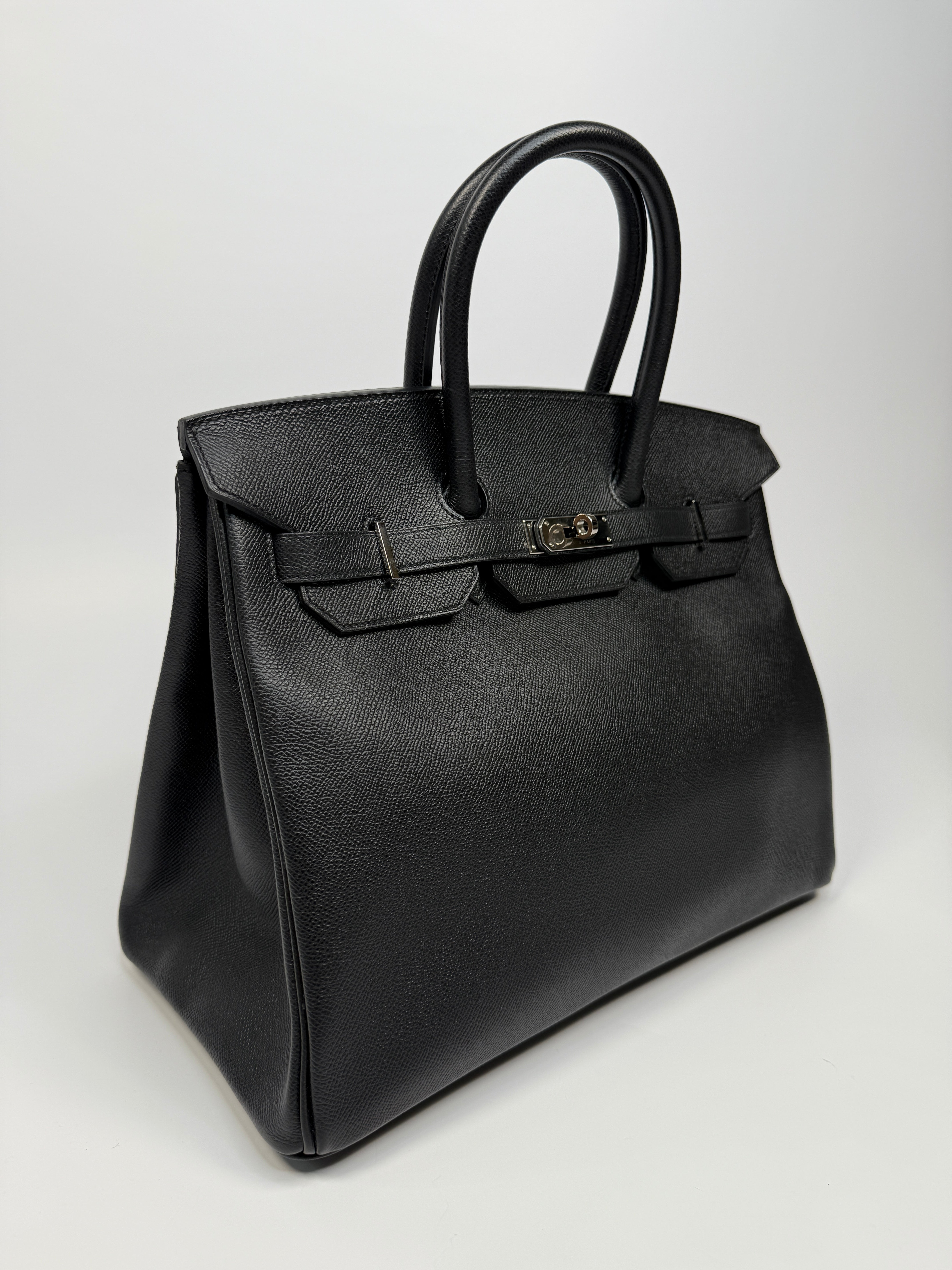 Authentic Pre Loved Hermès Birkin 35 Black Epsom Leather With Palladium Hardware Excellent Condition