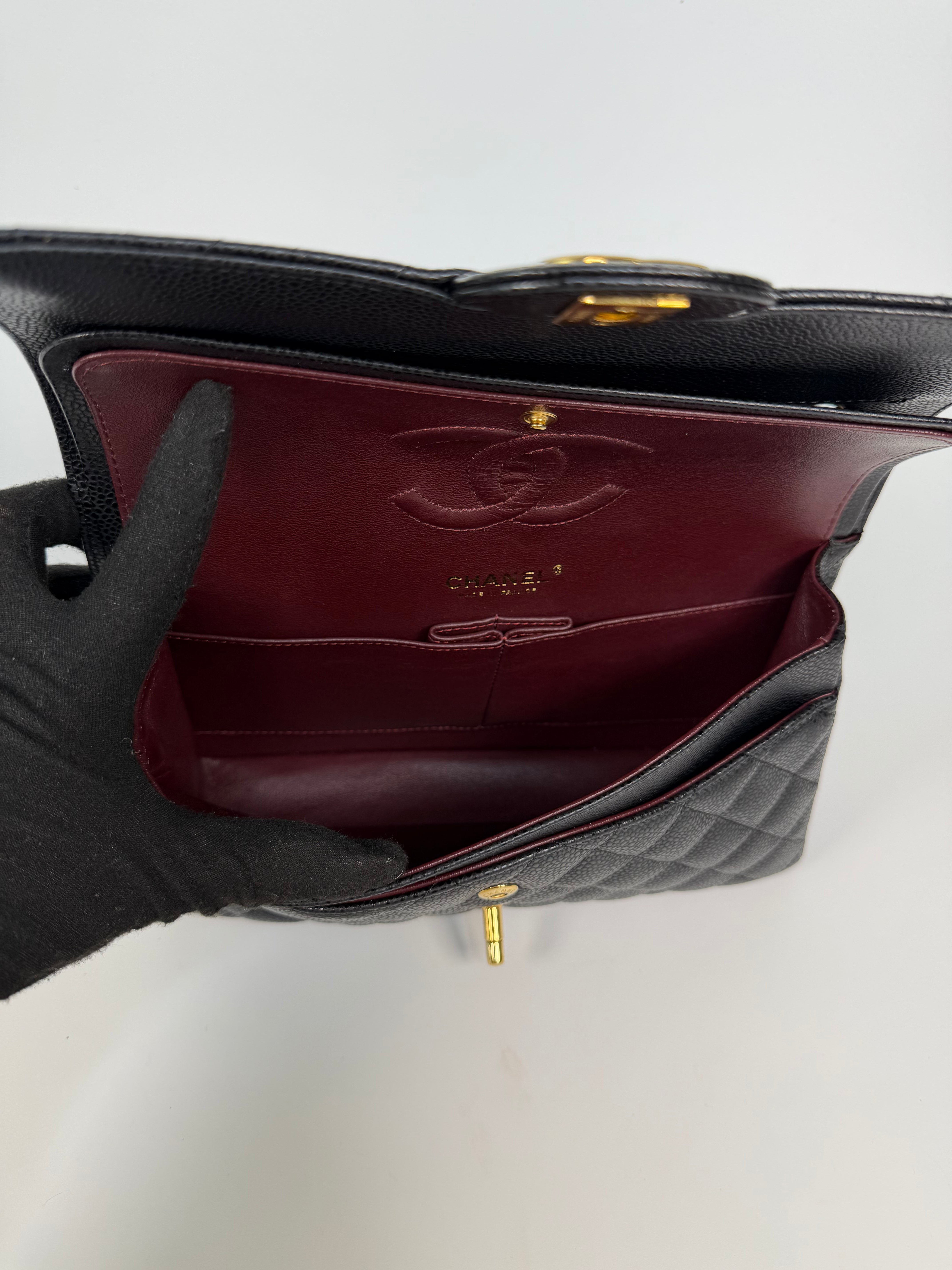 Chanel Medium Classic Double Flap Black Caviar Leather With Gold Hardware