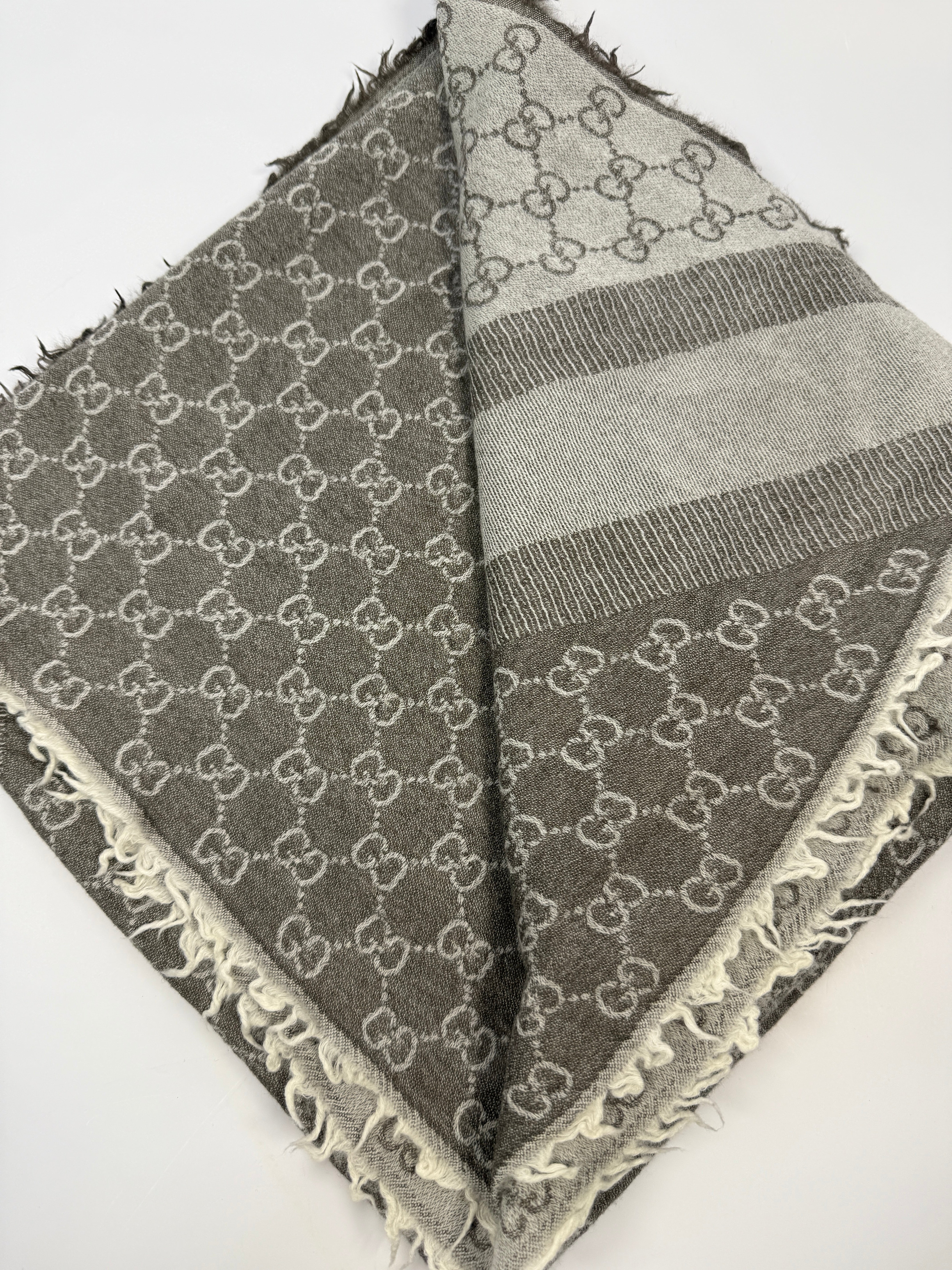 Gucci Grey Monogram Scarf