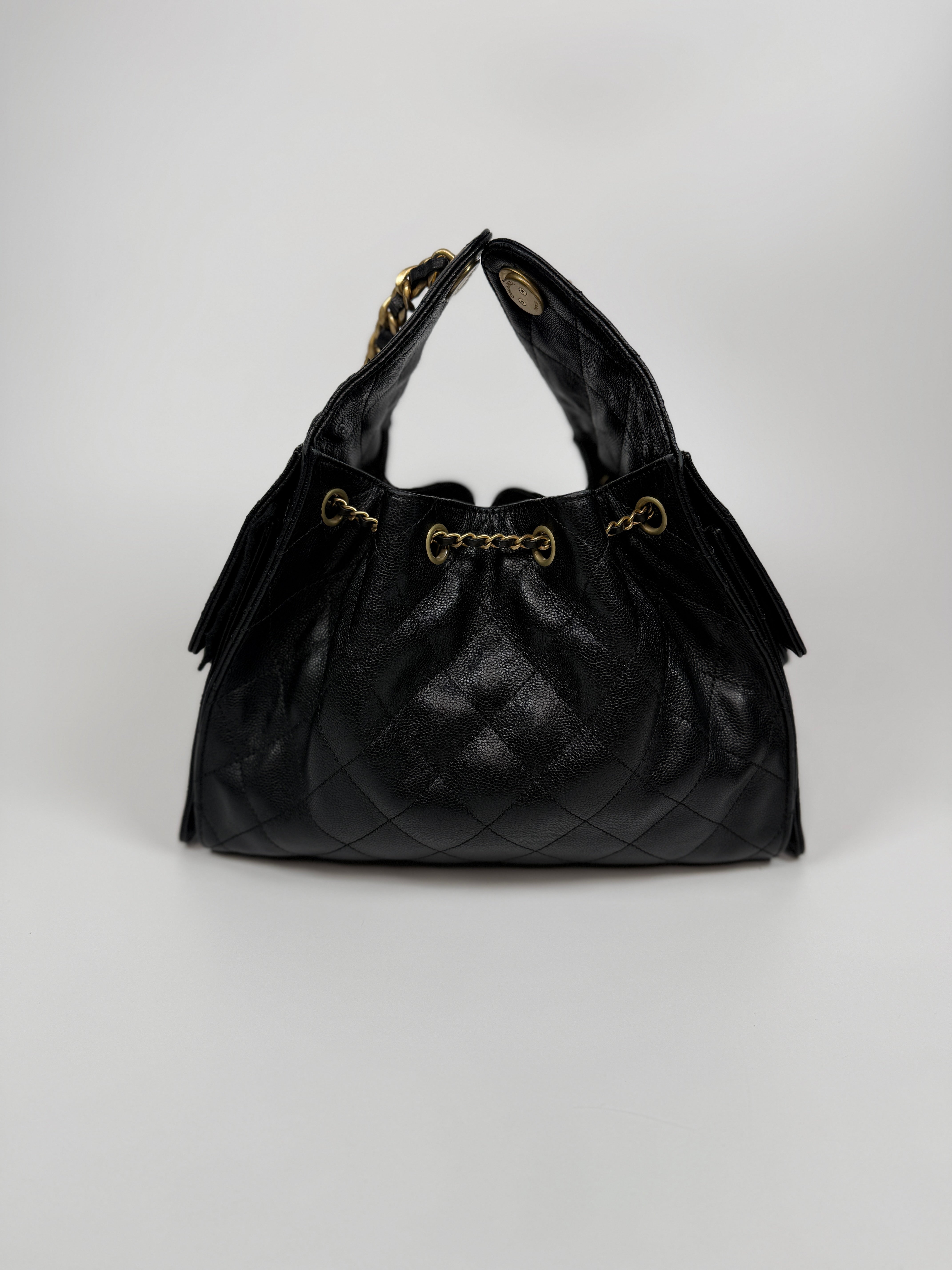 Chanel 25 Small In Black Caviar Leather With Gold Hardware In Excellent Condition. Authentic and preloved. 100% Authenticity Guaratee