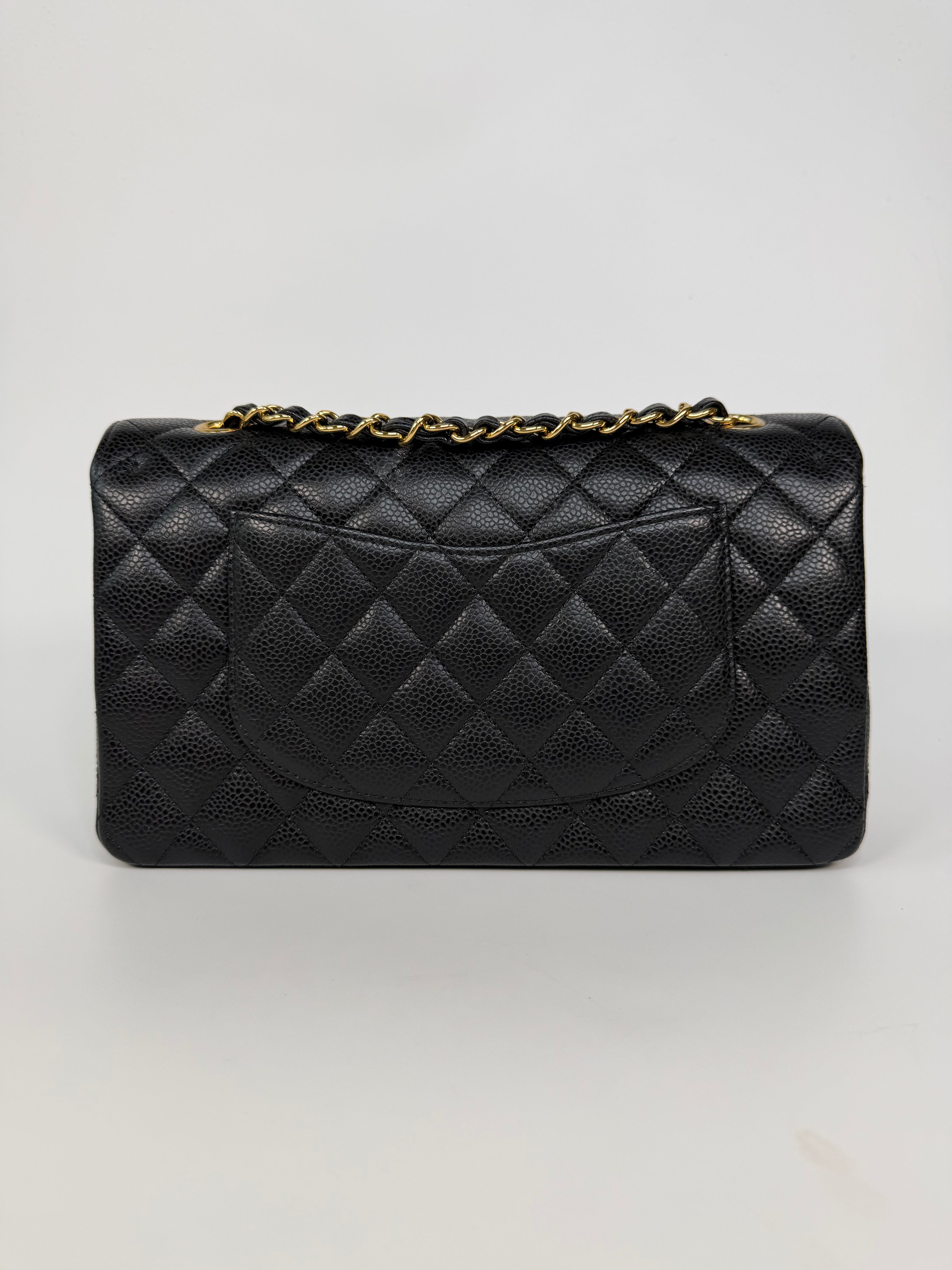 Chanel Medium Classic Double Flap Black Caviar Leather With Gold Hardware