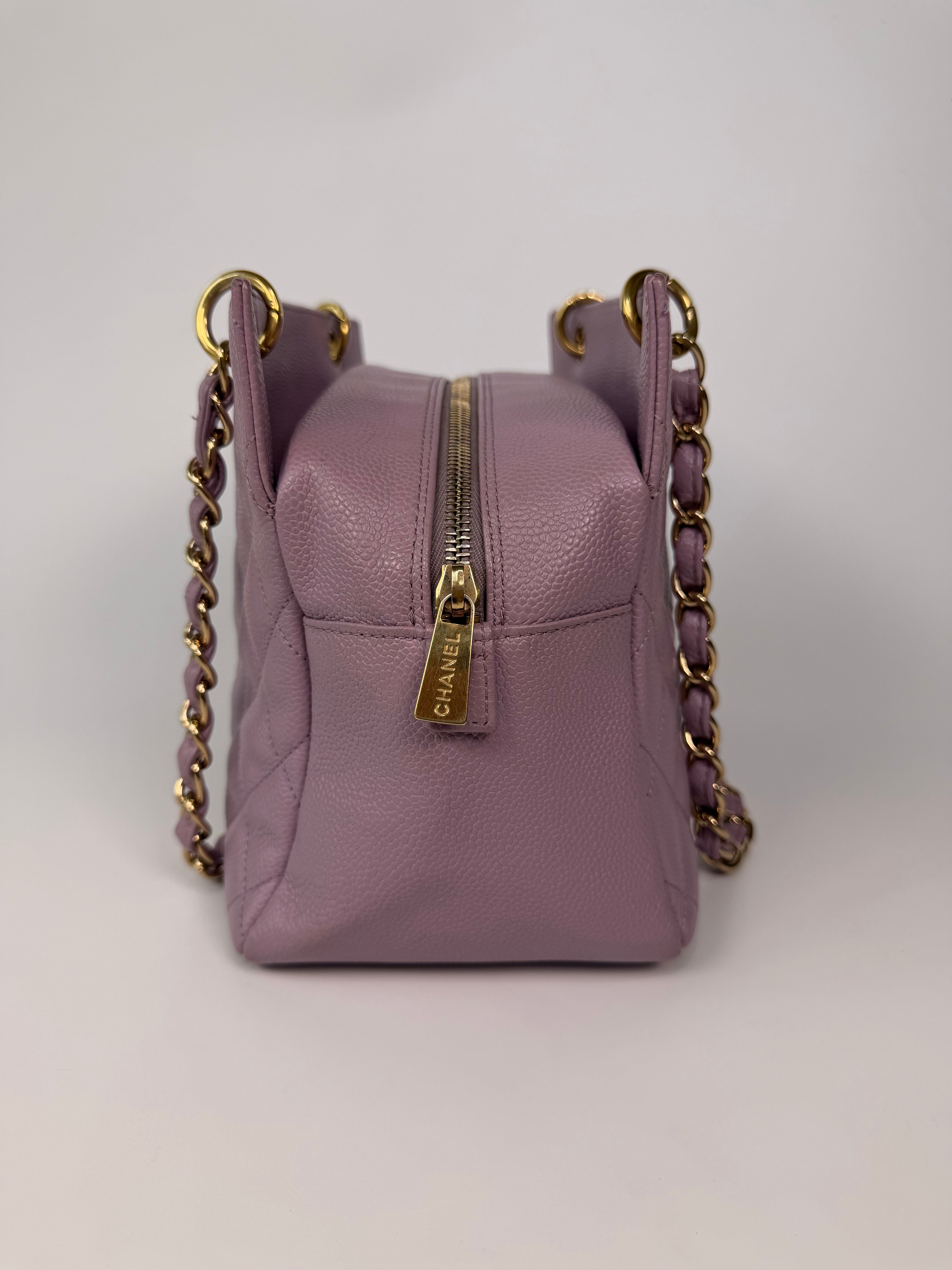 Chanel Petite Timeless Tote In Lilac Caviar Leather With Gold Hardware