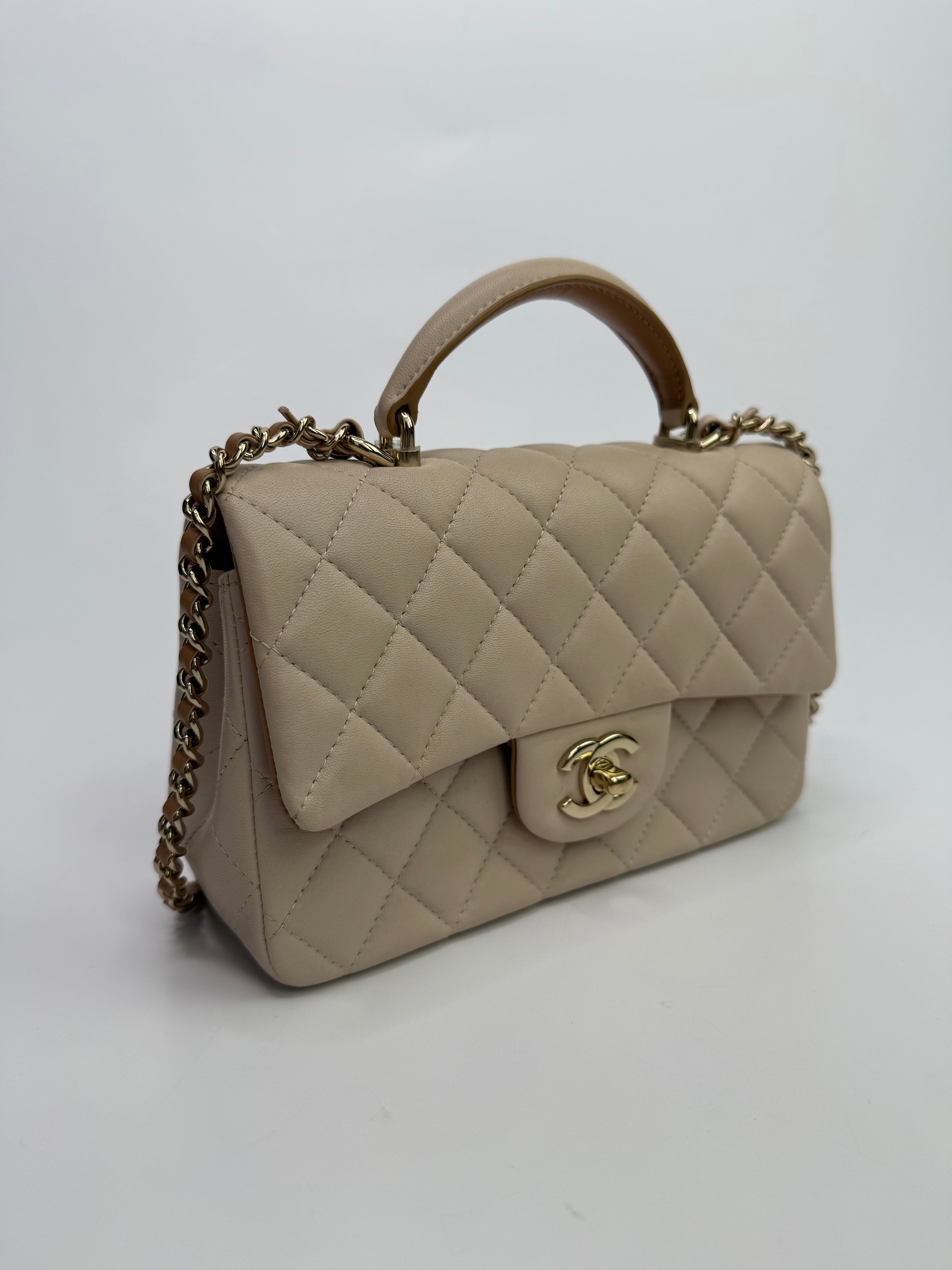 Chanel Quilted Bi-Color Top Handle Rectangular Flap