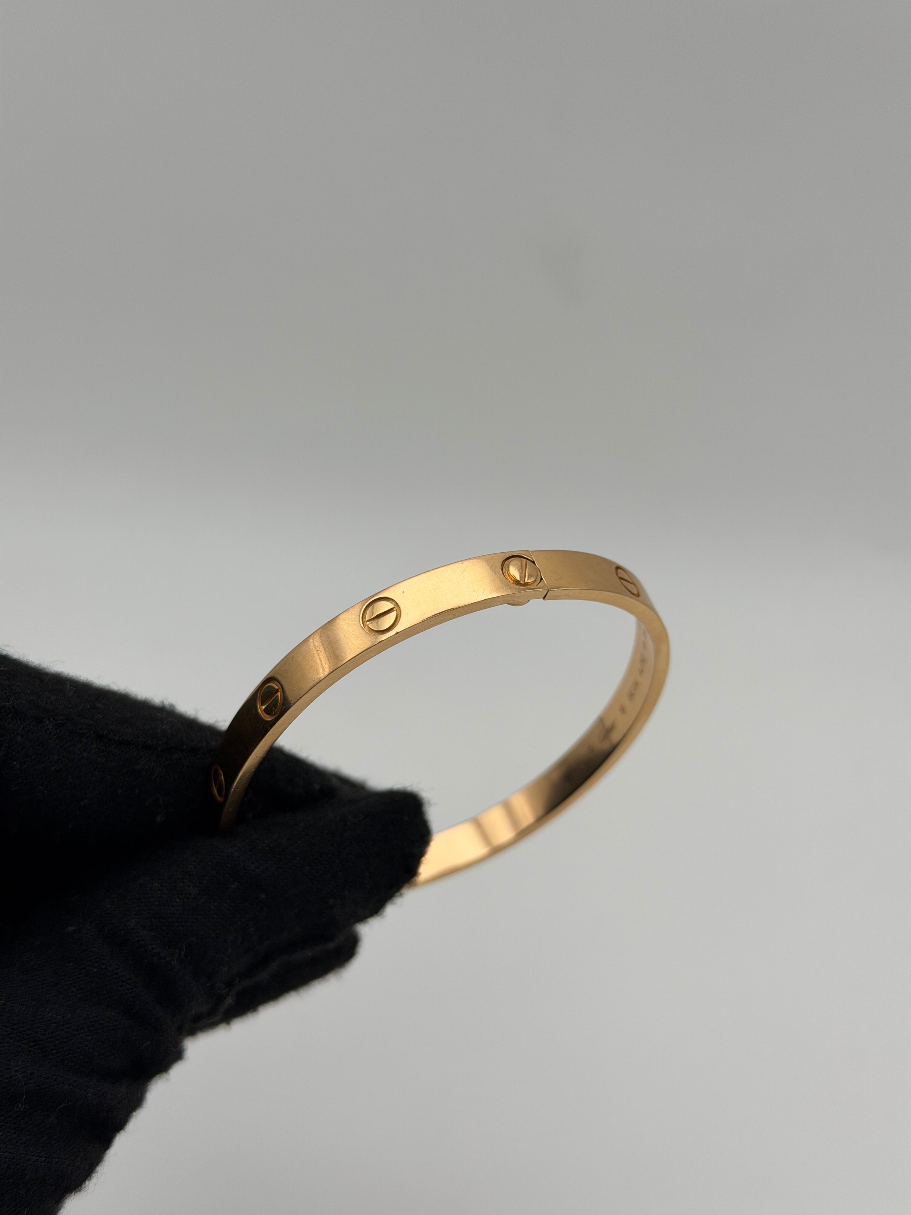 Cartier Love Bracelet in Rose Gold  Classic Model (Size 19). 100% authentic and preloved in excellent condition.