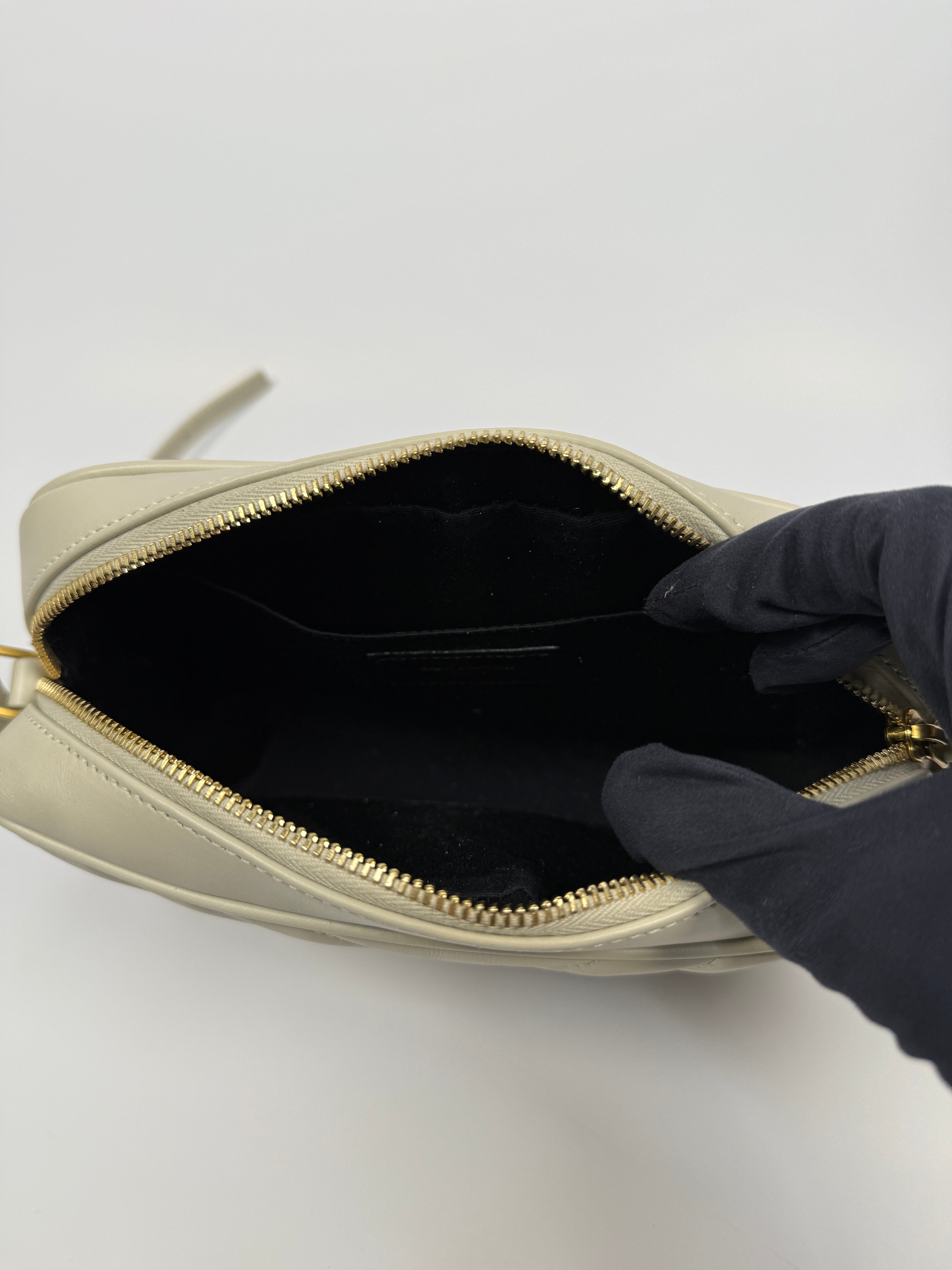 Saint Laurent Small Camera Bag In Ecru Leather