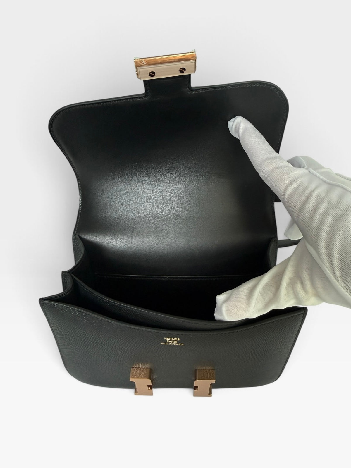 Hermès Constance 18 In Black Epsom Leather Rose GHW