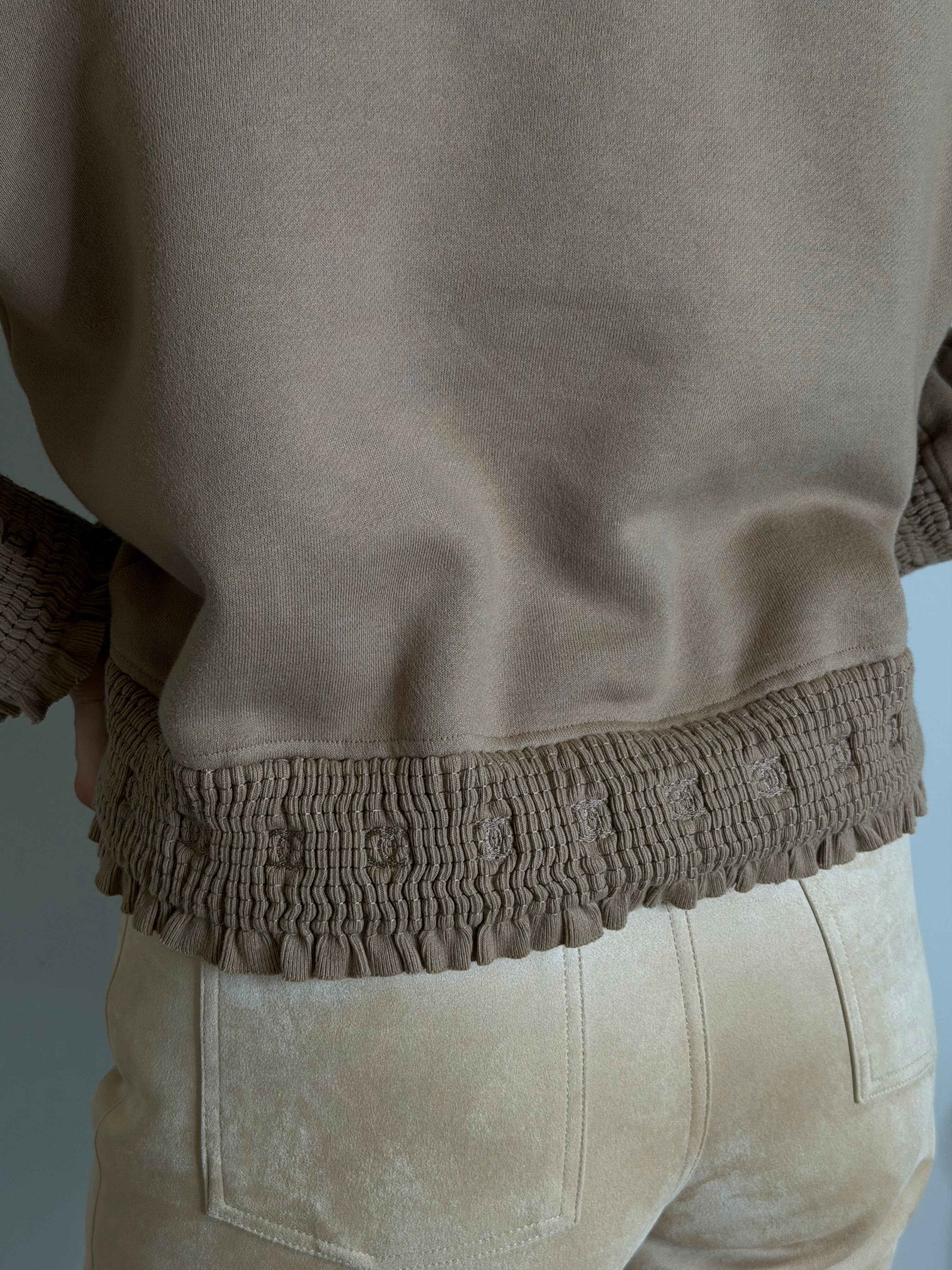 Chanel 24/25 Fall Shearling Lambskin Beige Sweater (Size 42/UK14) Authentic and preloved in new condition 