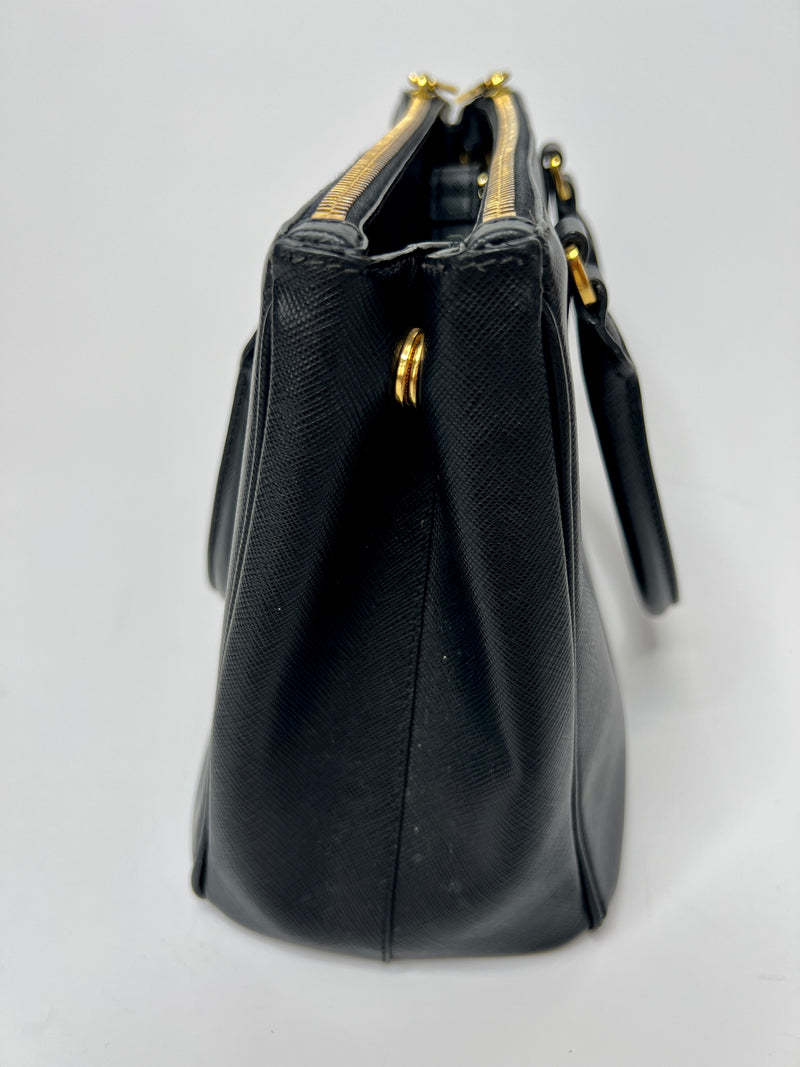 Prada Small Galleria Bag In Black Saffiano Leather