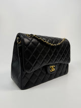Chanel Jumbo Black Lambskin Leather With GHW