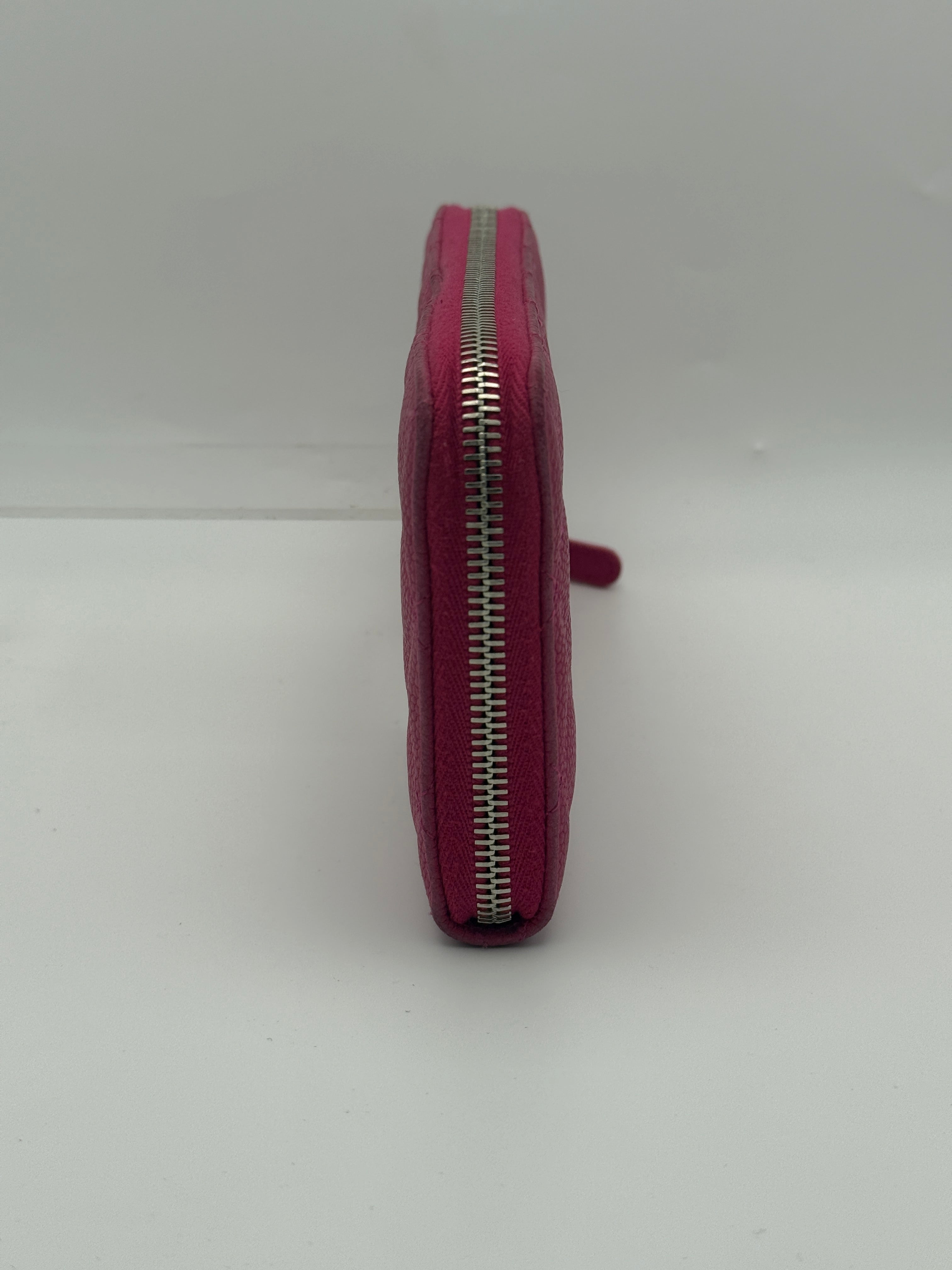 Chanel Classic Pink Caviar Leather Zip Wallet With Silver Hardware Good Condition. Authentic and preloved. 100% Authenticity Guarantee 