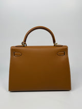 Hermès Kelly 32 Gold Sellier Epsom Leather With GHW