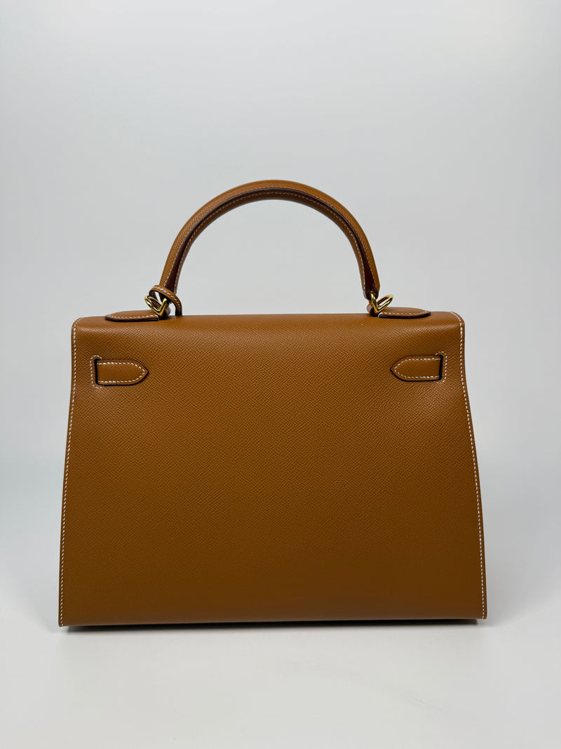 Hermès Kelly 32 Gold Sellier Epsom Leather With GHW