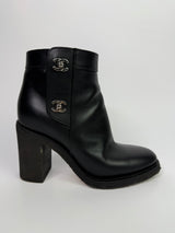 Chanel CC Turnlock Ankle Boots (Size 39/UK6)