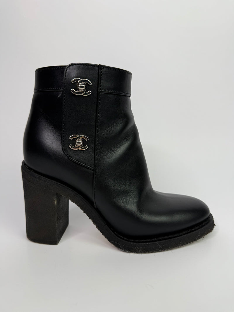 Chanel CC Turnlock Ankle Boots (Size 39/UK6)