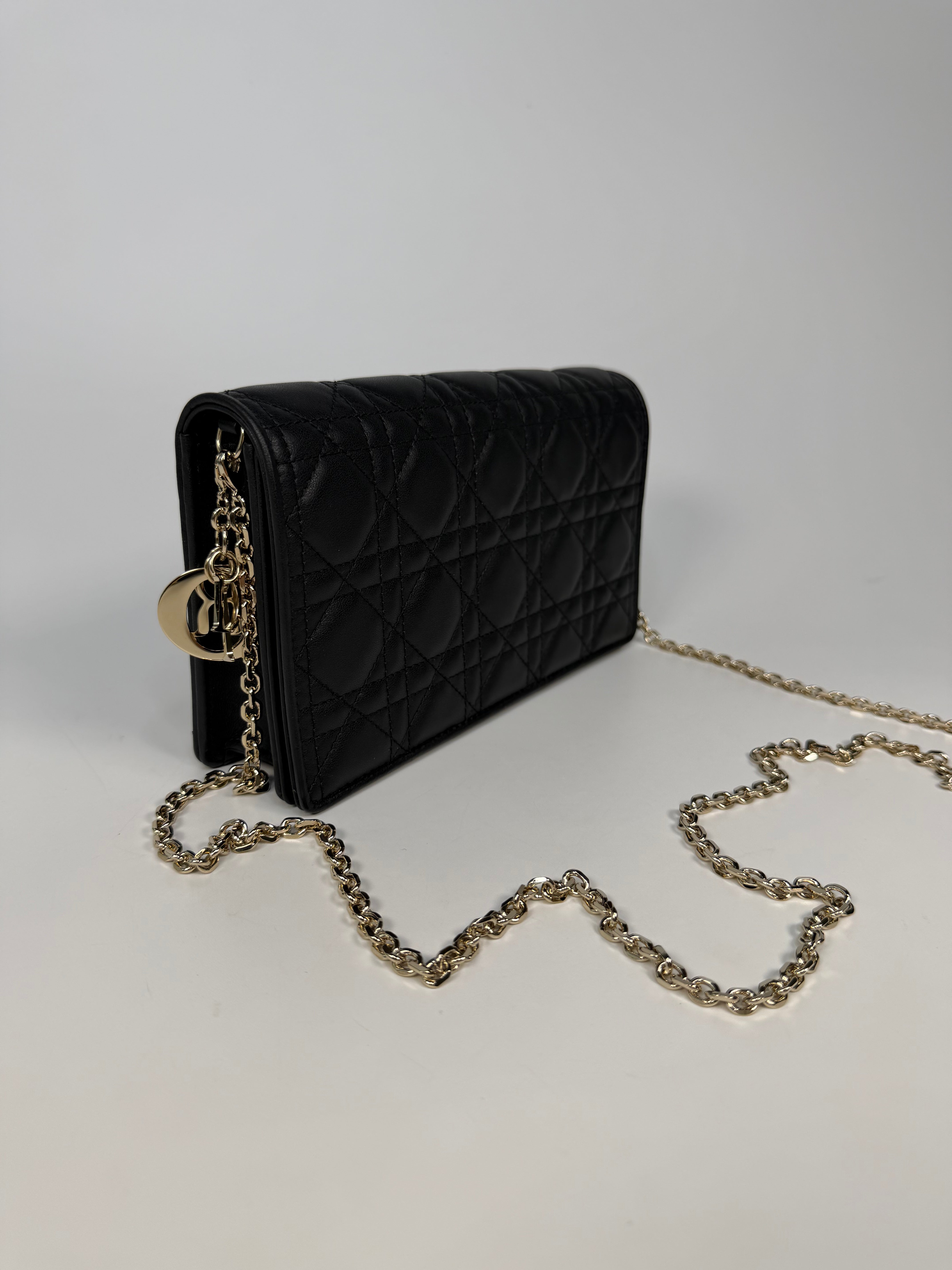 Christian Dior Lady Dior Pouch Black Lambskin Gold Hardware
Pre Loved & Authentic 
New/unused
Insured next day delivery