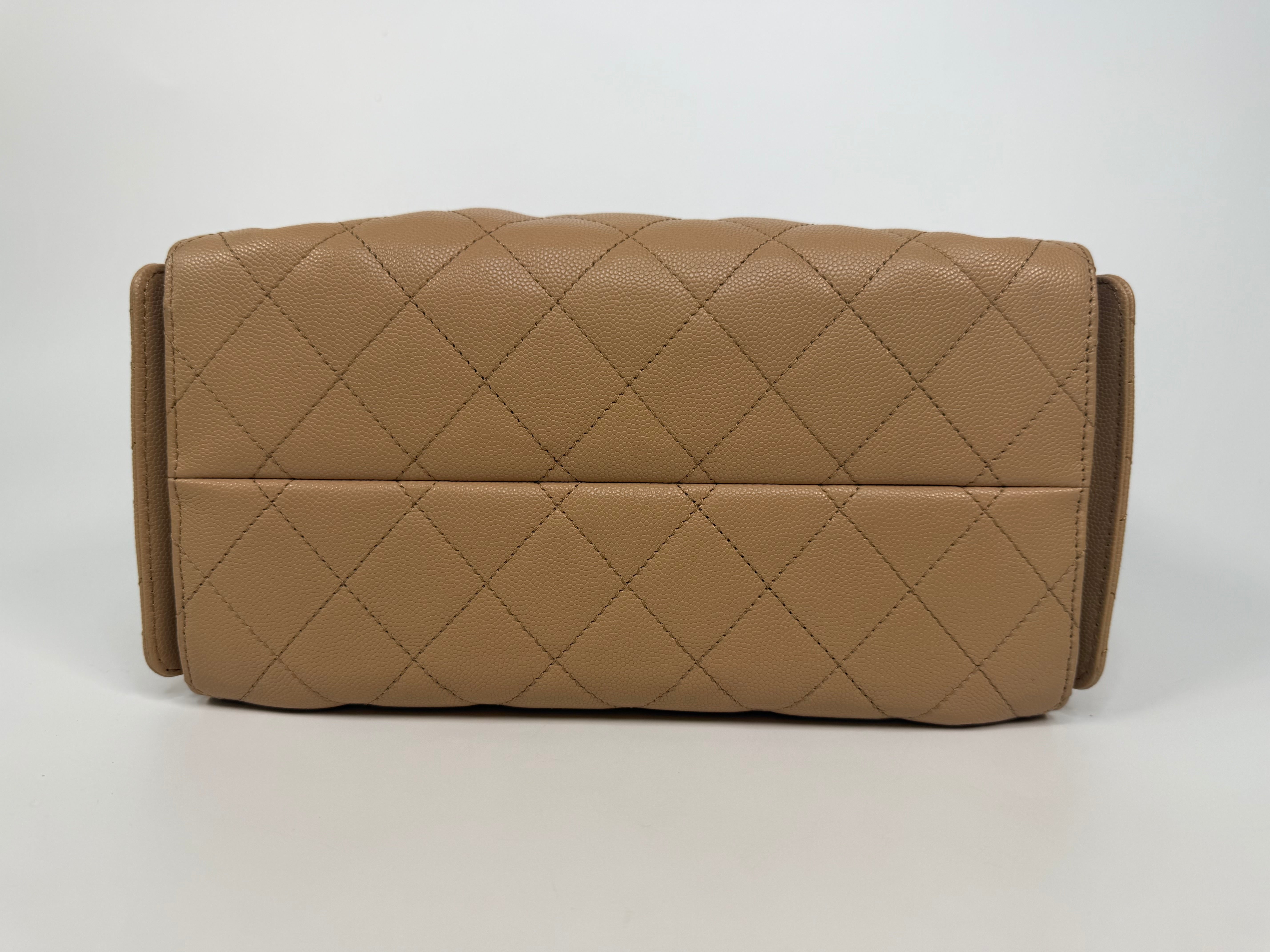 Chanel 25 Small In Beige Caviar Leather With Gold Hardware. 100% authentic and preloved in excellent condition