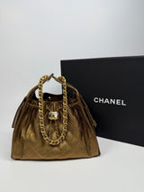 Chanel 25 Small In Metallic Bronze Caviar Leather With GHW