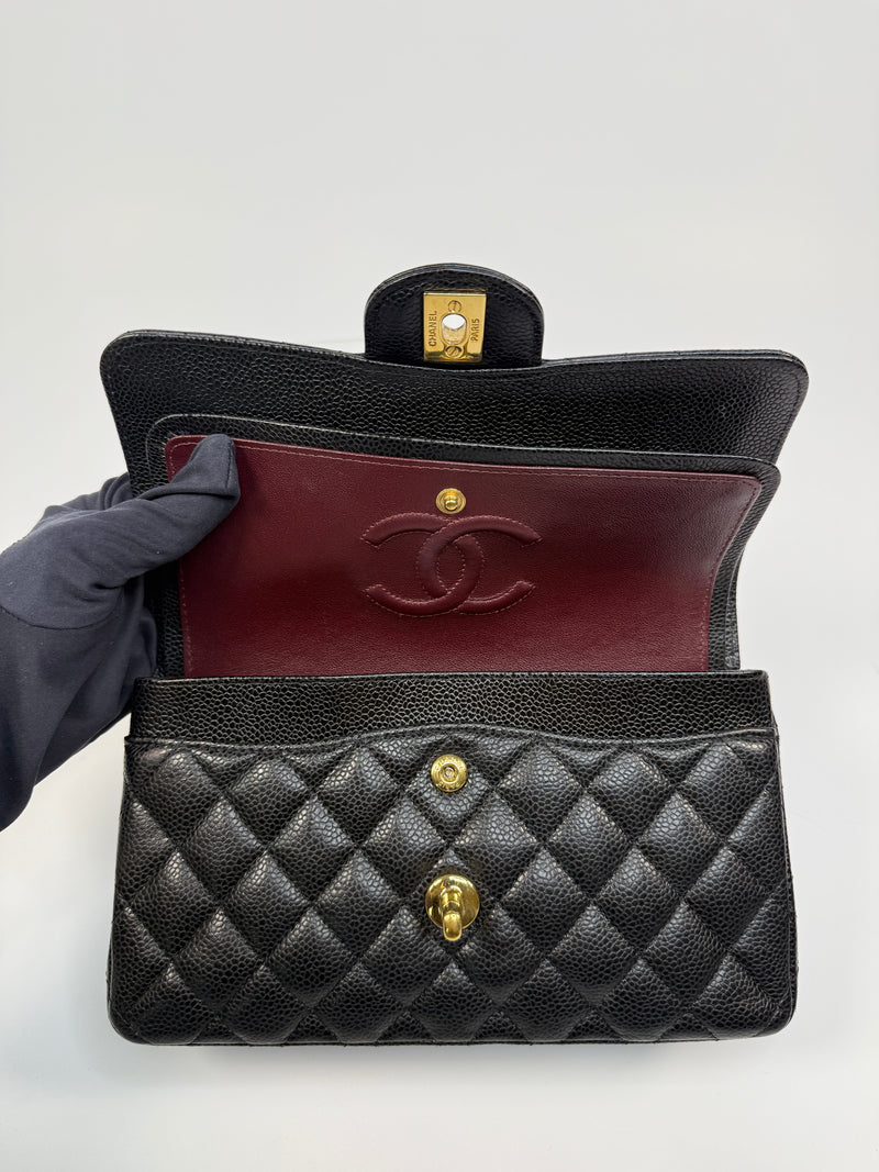 Chanel Small Classic Double Flap In Black Caviar Leather With GHW