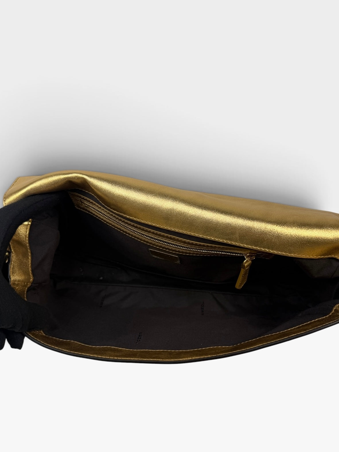 Fendi Large Baguette In Gold Leather Monogram With Gold Hardware. 100% authentic and preloved in excellent condition