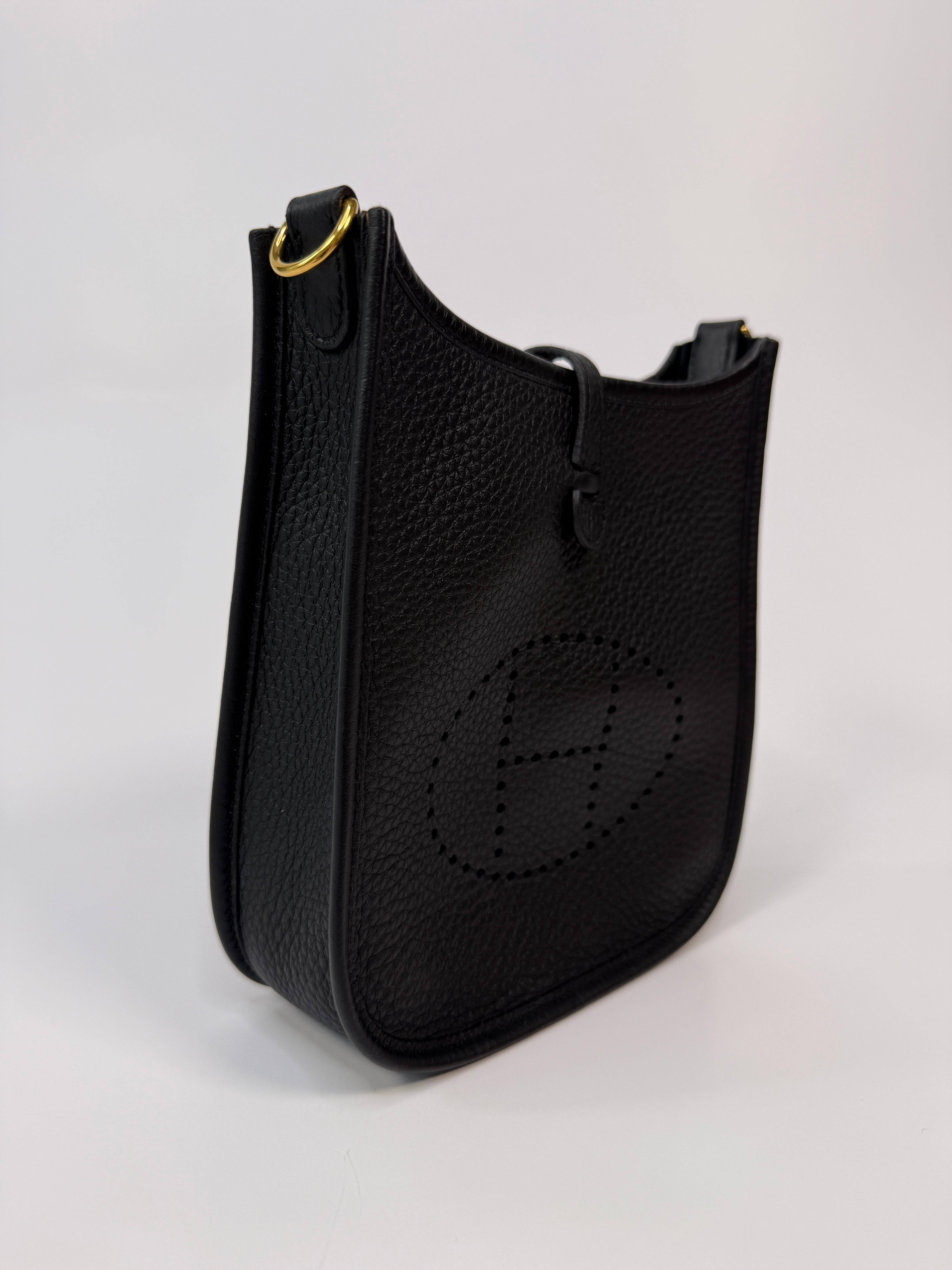 Authentic Pre Loved Hermès Evelyne TPM Black Clemence Gold with Hardware Excellent Condition