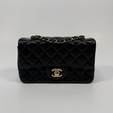 Chanel Mini Rectangle In Black Lambskin Leather With PGHW