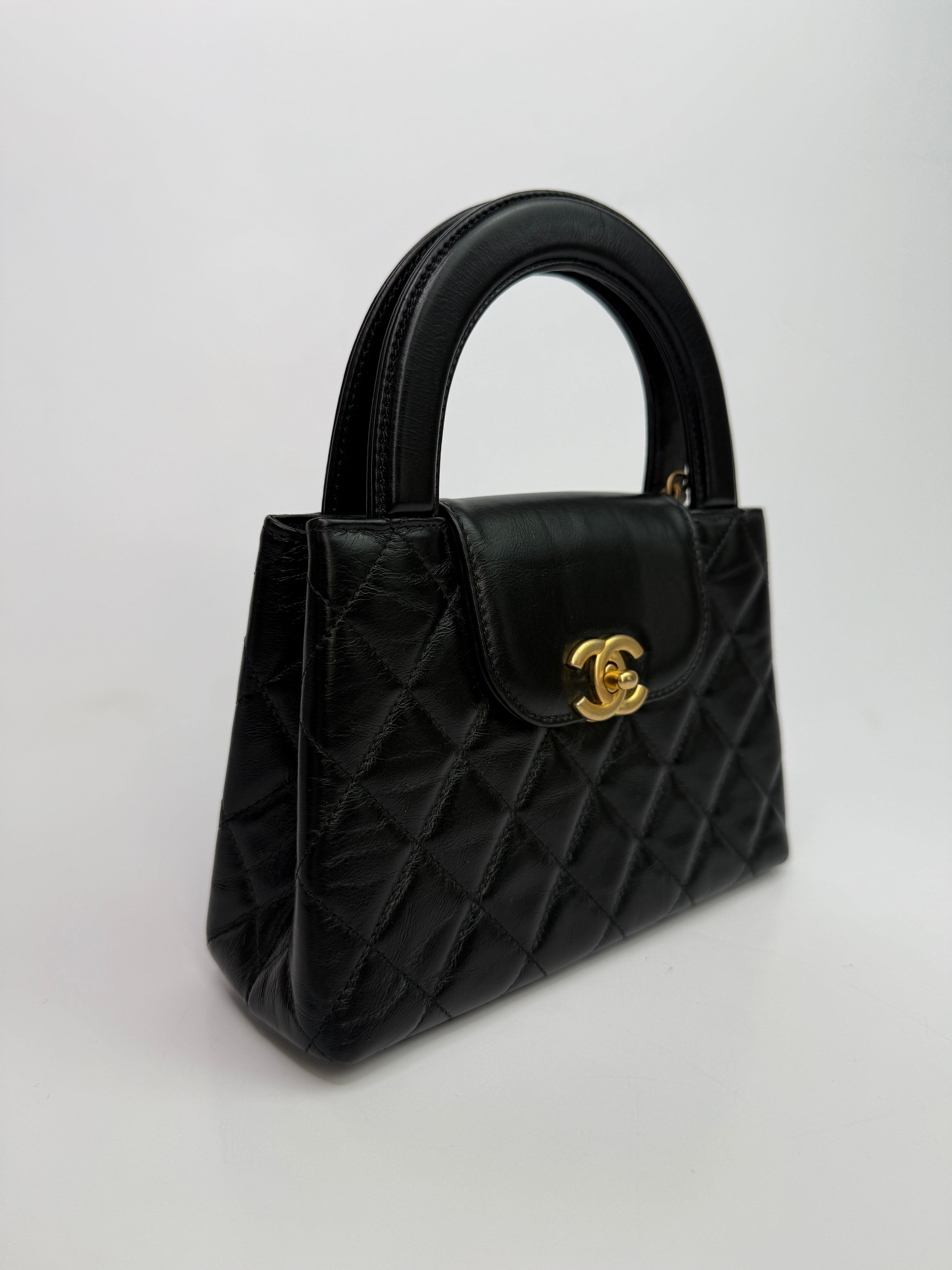 Chanel Mini Kelly Bag In Black Calfskin Leather with Gold Hardware
Pre Loved & Authentic 