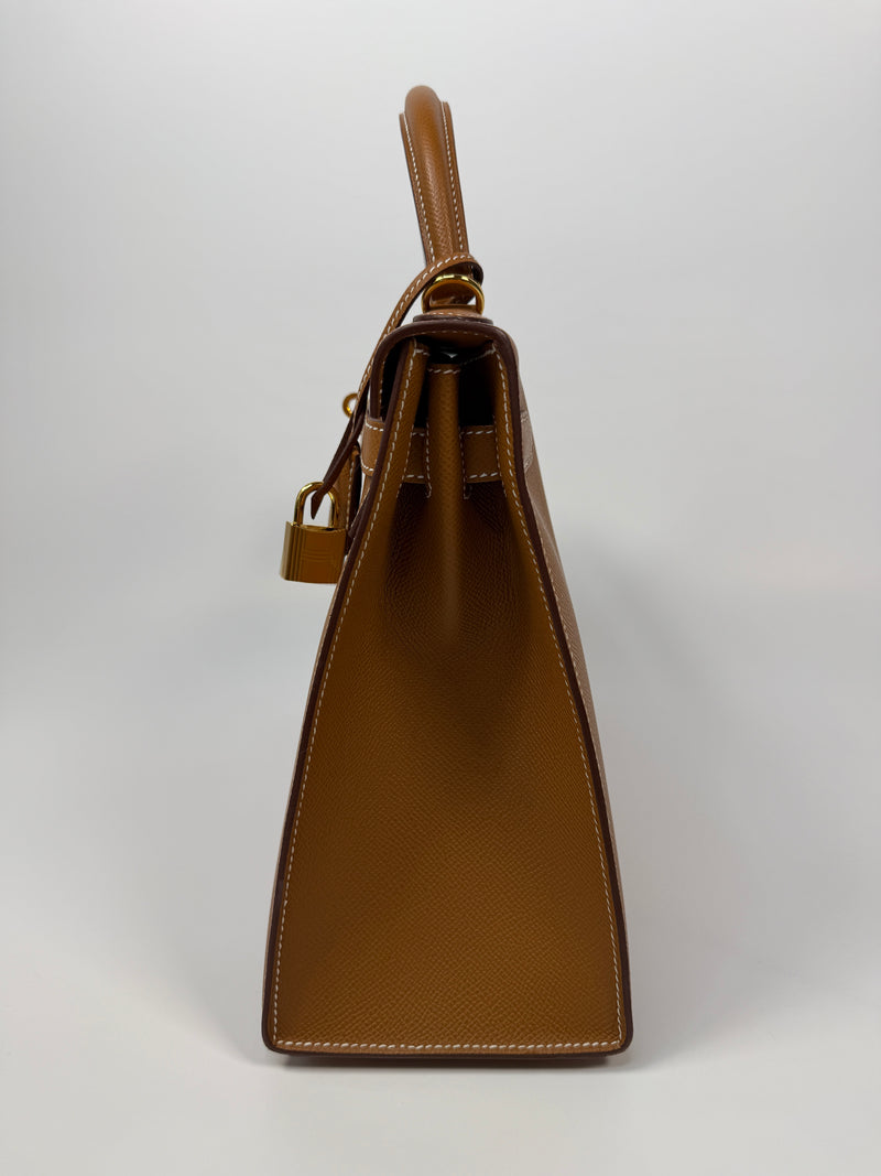 Hermès Kelly 32 Gold Sellier Epsom Leather With GHW