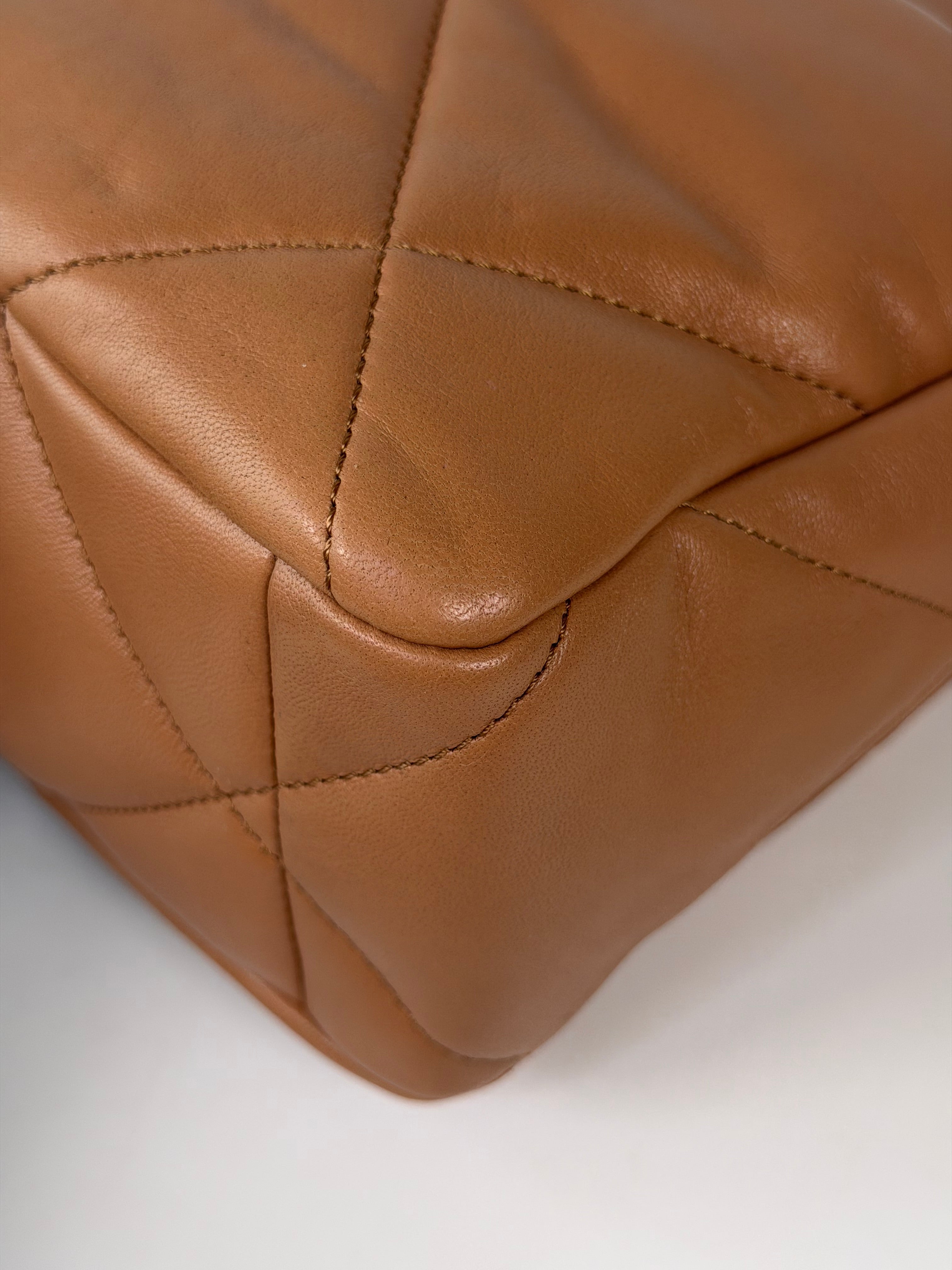 Chanel 19 Medium In Camel Lambskin Leather With Mixed Hardware in excellent condition 100% authentic and preloved