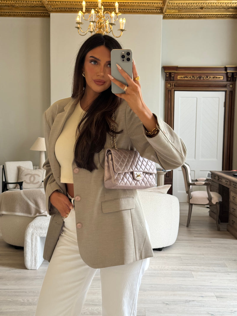 Chanel Iridescent Rose Medium Classic Double Flap With GHW