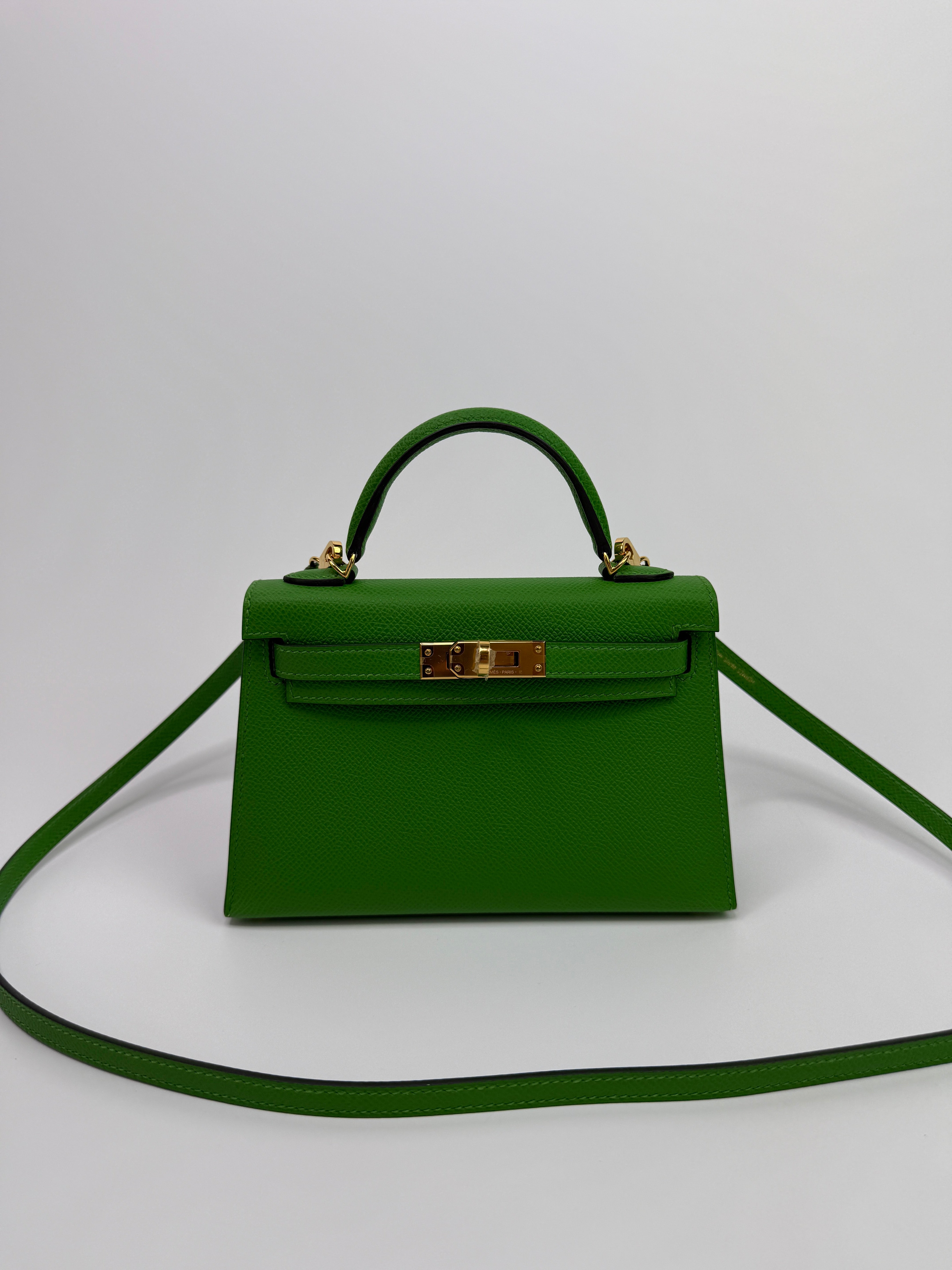 Authentic Pre Loved Hermès Mini Kelly ll In Bambou Epsom Leather With Gold Hardware Excellent Condition