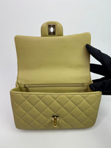 Chanel Mini Rectangle Flap Bag In Pistachio Green Lambskin With GHW