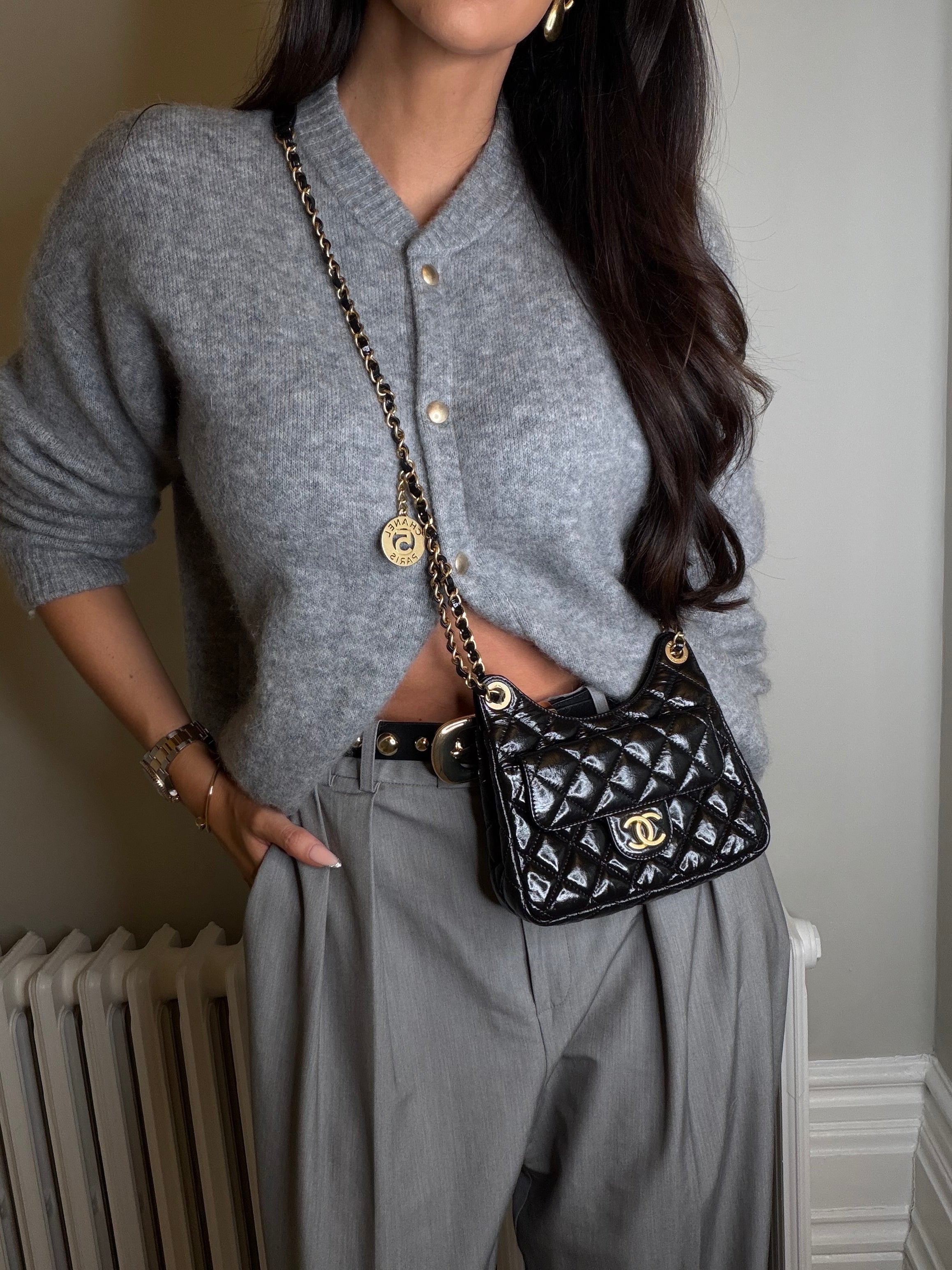Chanel Mini Quilted Medallion Shoulder Bag In Black Calfskin With Gold Hardware. Authentic and preloved. Excellent condition. 