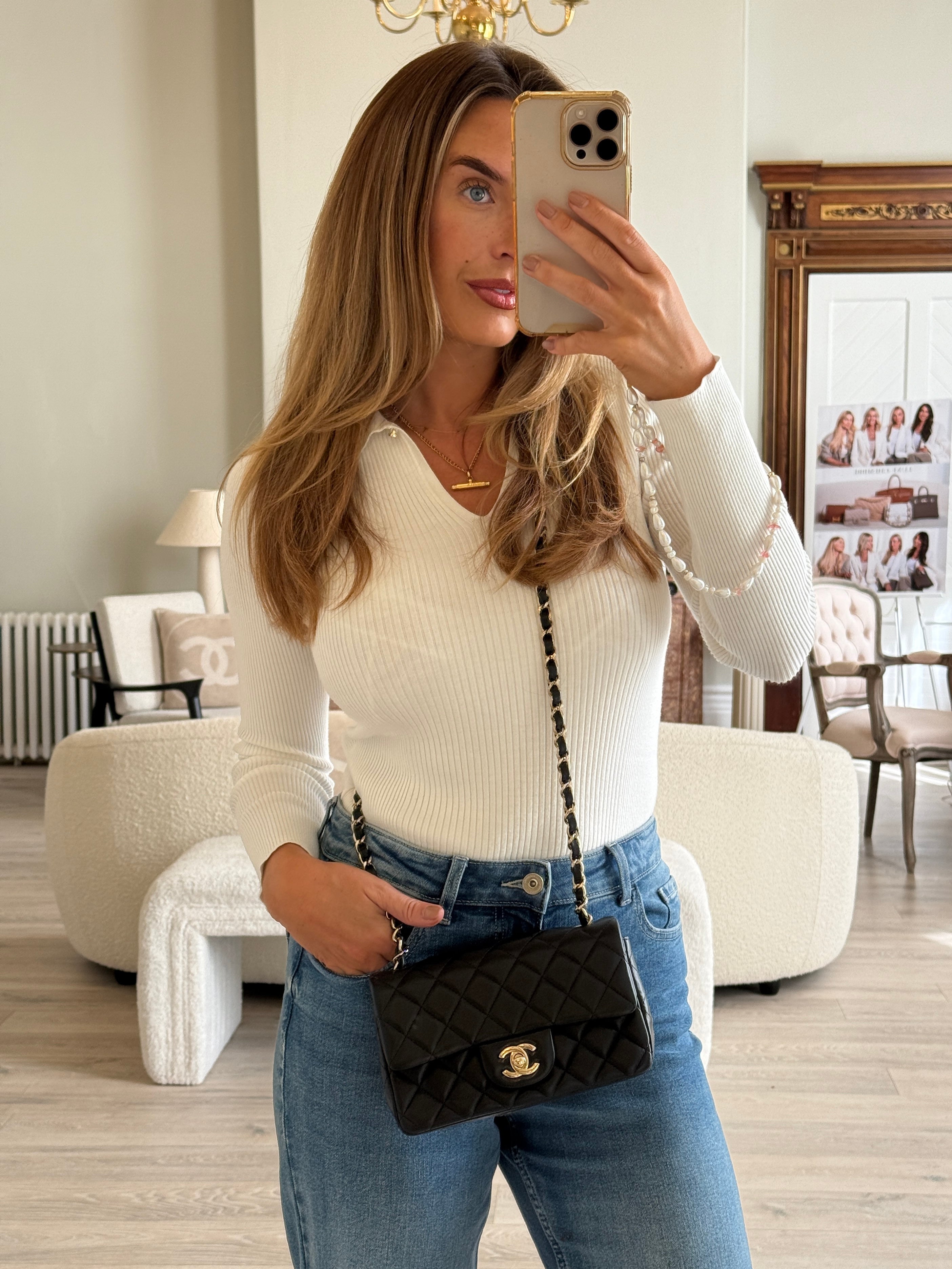 Chanel Mini Rectangle In Black Lambskin Leather With PGHW