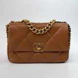Chanel 19 Small Flap Bag In Camel Lambskin Leather