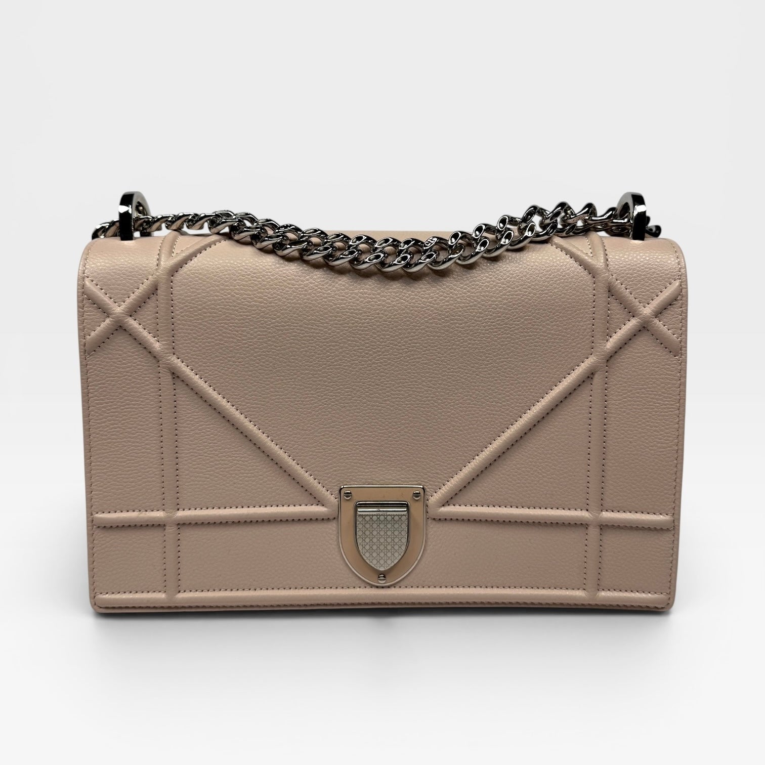 Christian Dior Medium Diorama Bag In Blush Pink Leather With Silver Hardware