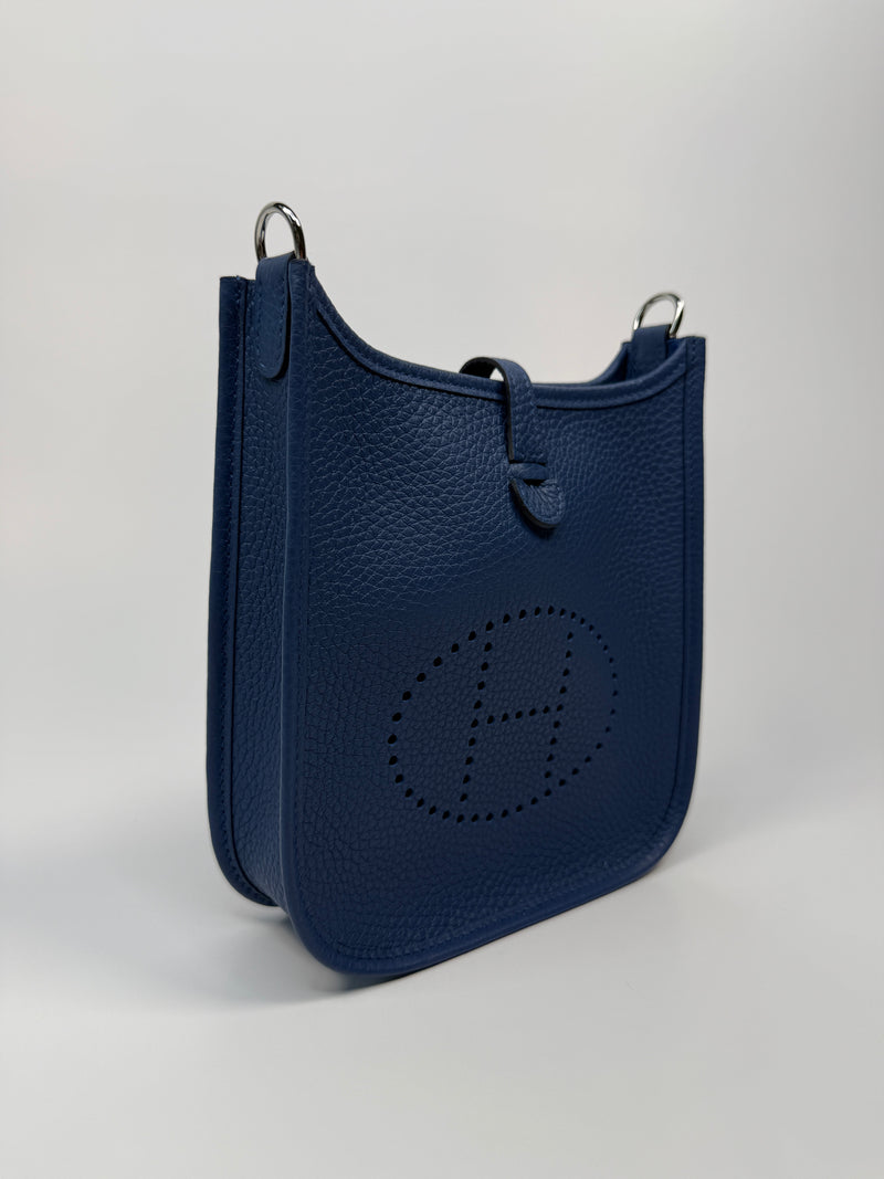 Hermès Evelyne TPM In Blue Tie With PHW