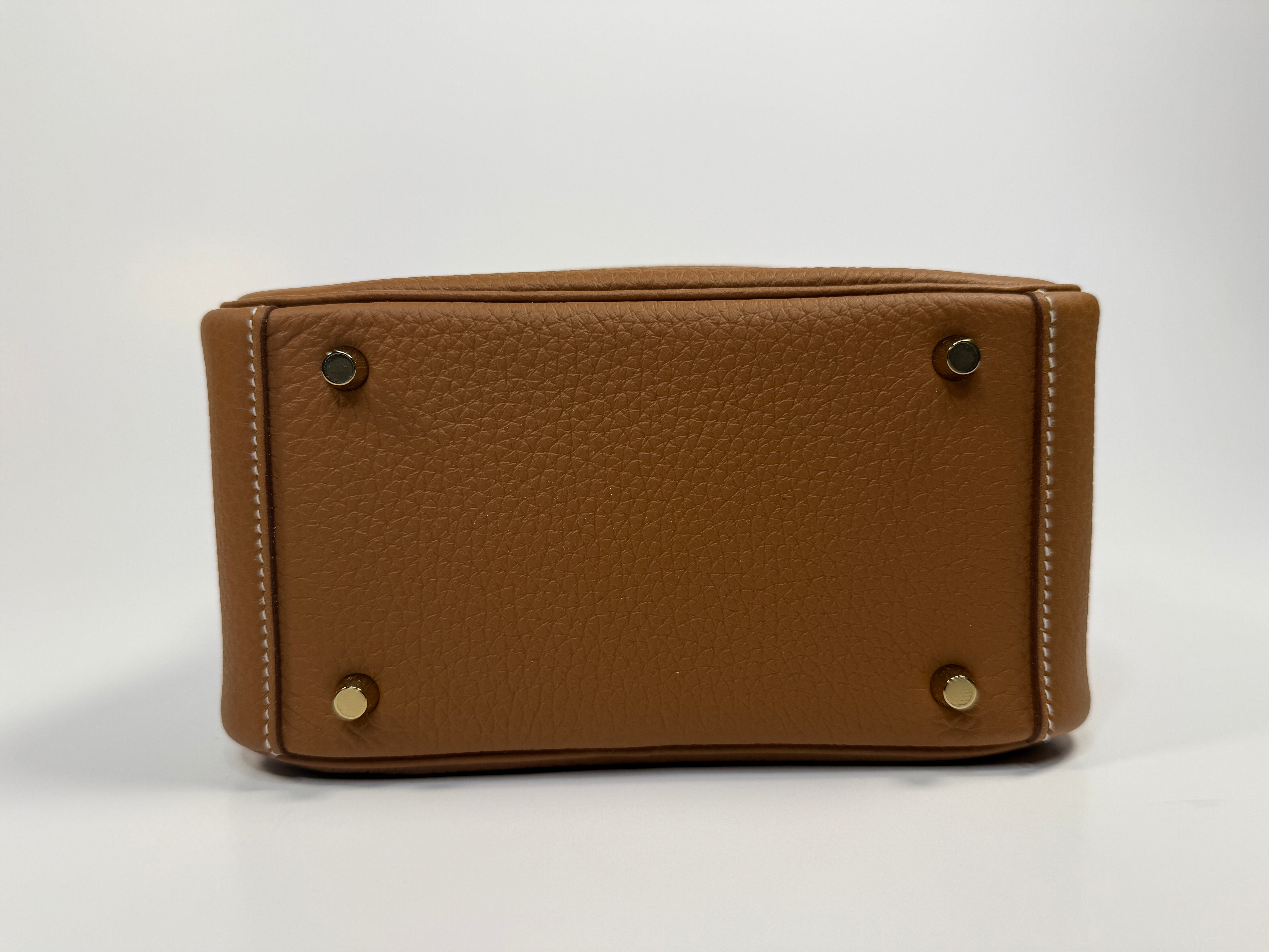 Hermès Mini Lindy In Gold Clemence Leather With Gold Hardware Authentic New & Unused