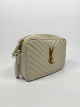 Saint Laurent Small Camera Bag In Ecru Leather