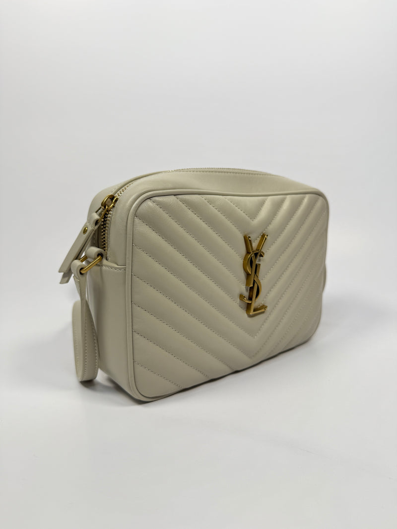 Saint Laurent Small Camera Bag In Ecru Leather