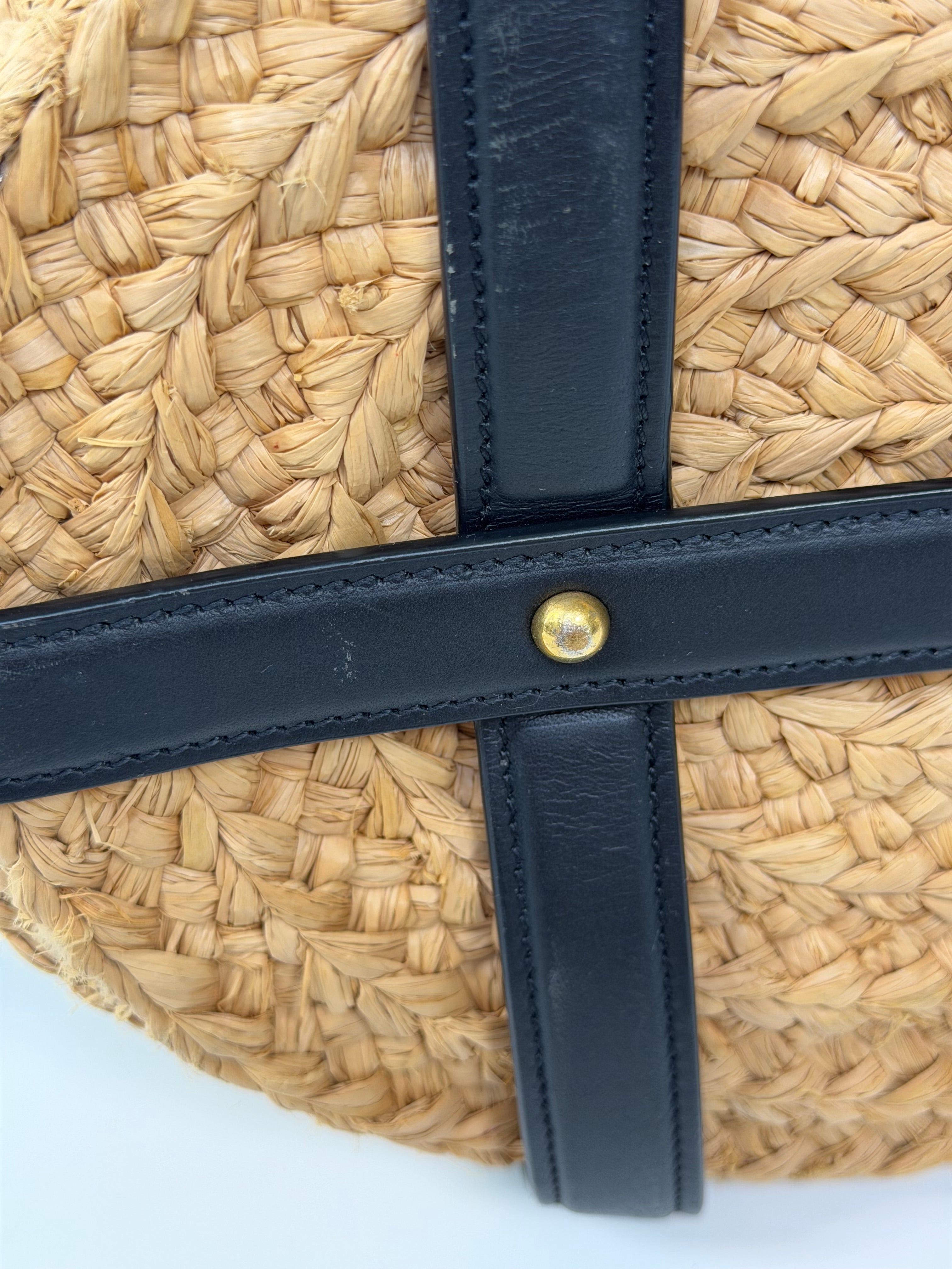 Saint Laurent Medium Panier Wicker Tote Bag In Raffia. 100% authentic and preloved in excellent condition
