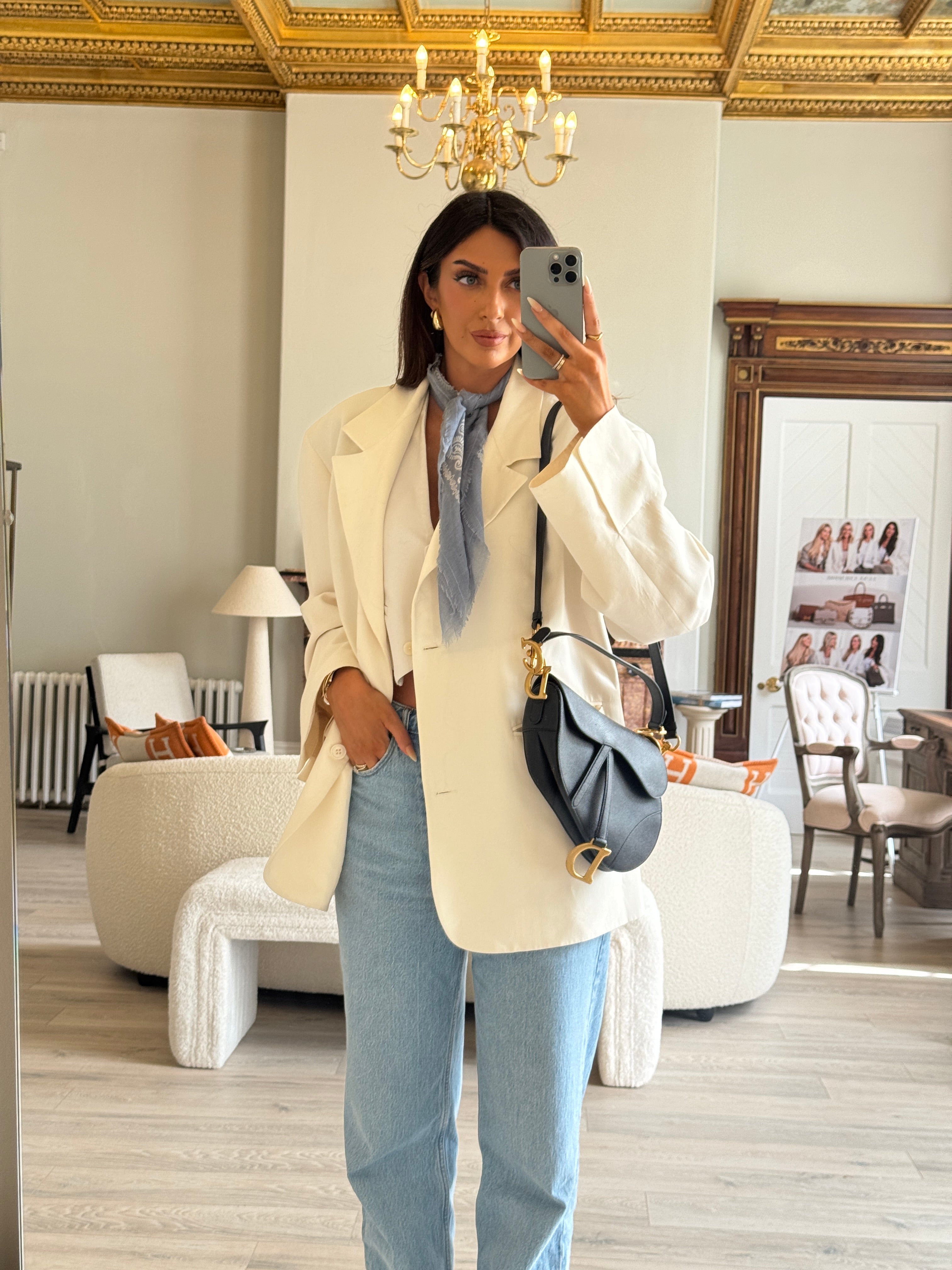 Christian Dior Saddle Bag In Calfskin Leather With Strap