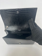 Saint Laurent Black Croc Embossed Kate Tassel Bag