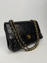 Chanel Vintage Medium Classic Double Flap Black Lambskin With 24k GHW