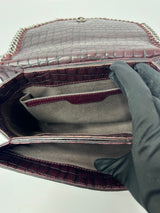 Stella McCartney Brown Croc Embossed Box Shoulder Bag